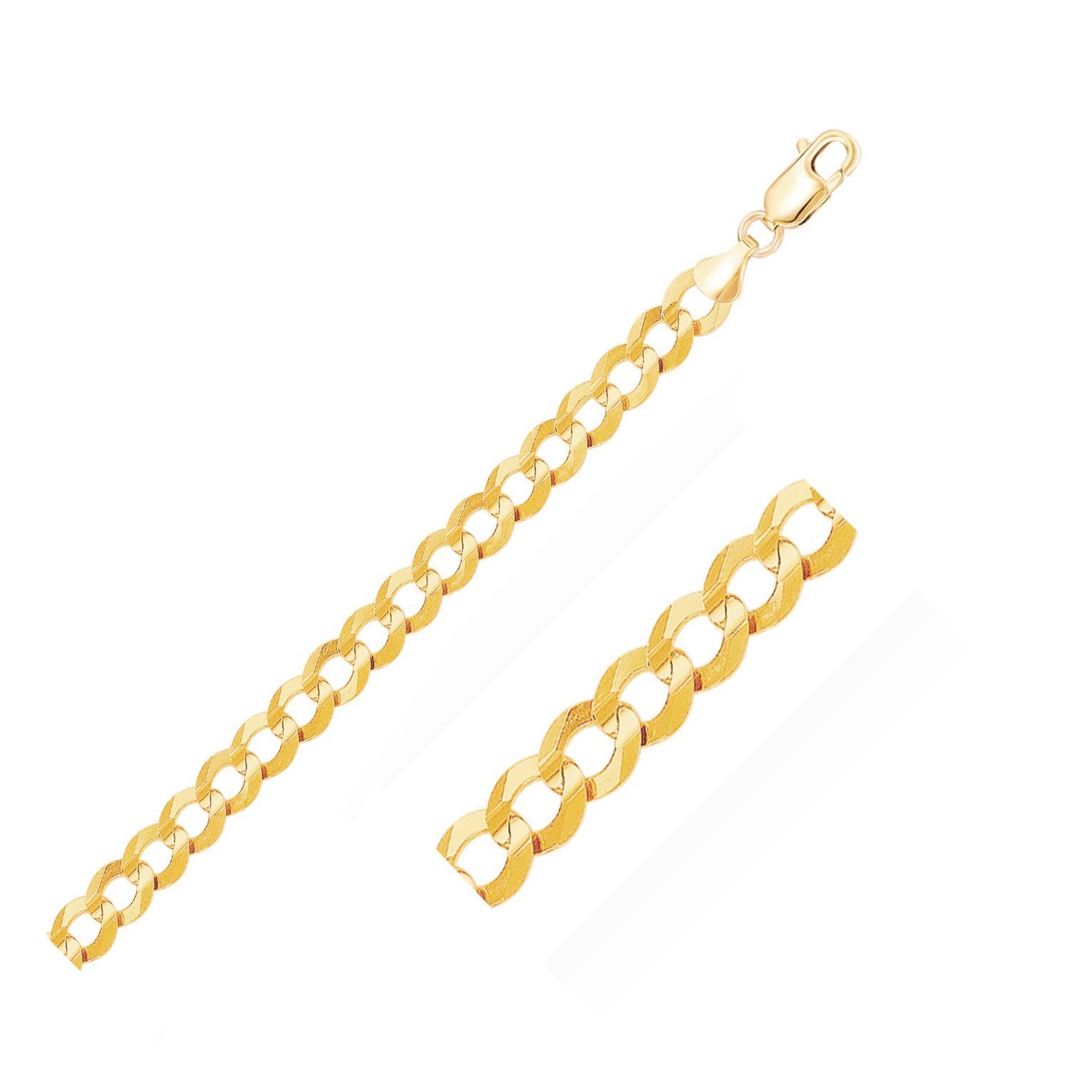14k yellow gold solid curb bracelet with an elegant chain design, perfect for sophisticated luxury jewelry collections.