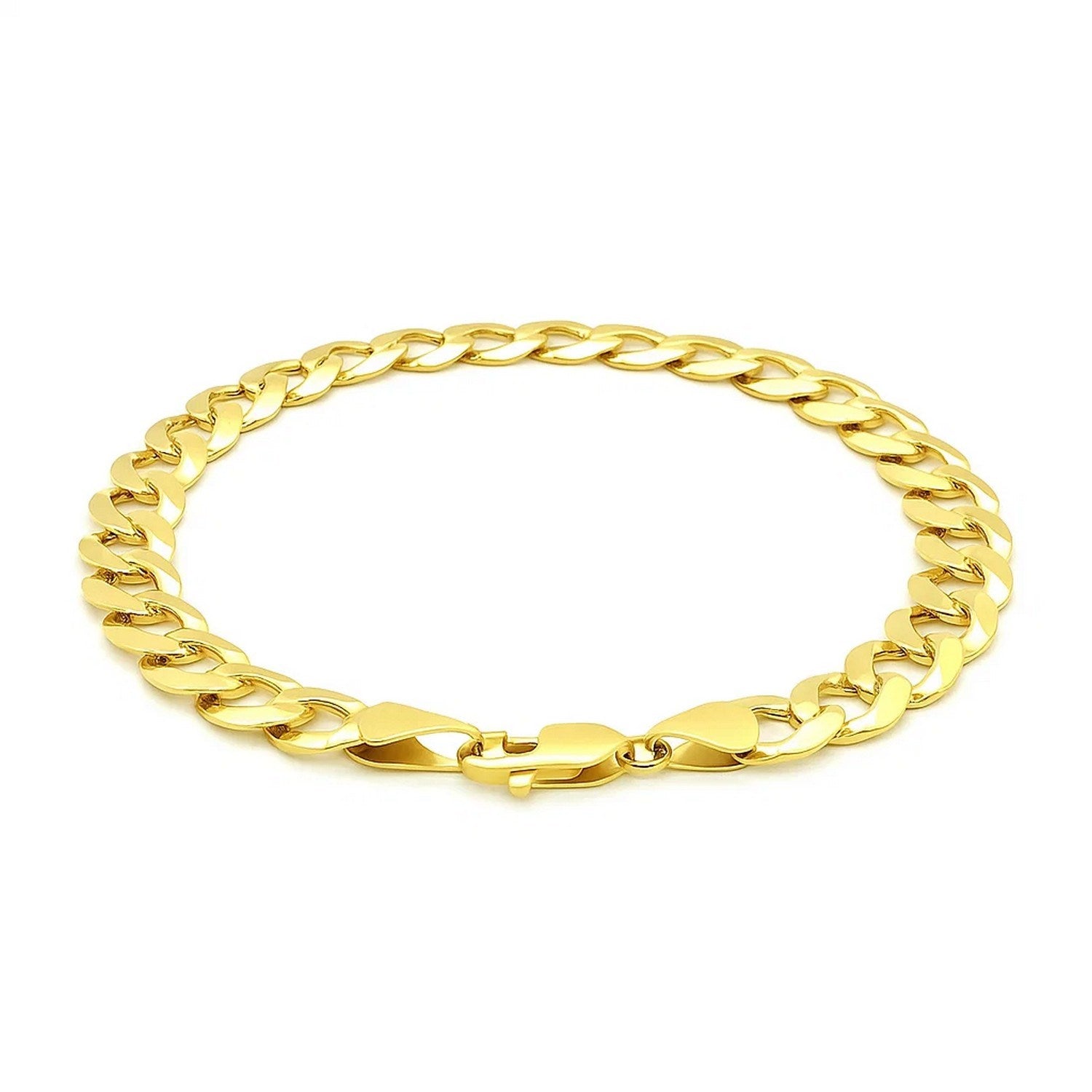 Elegant 14k yellow gold solid curb bracelet featuring a refined chain design, perfect for luxurious everyday wear.