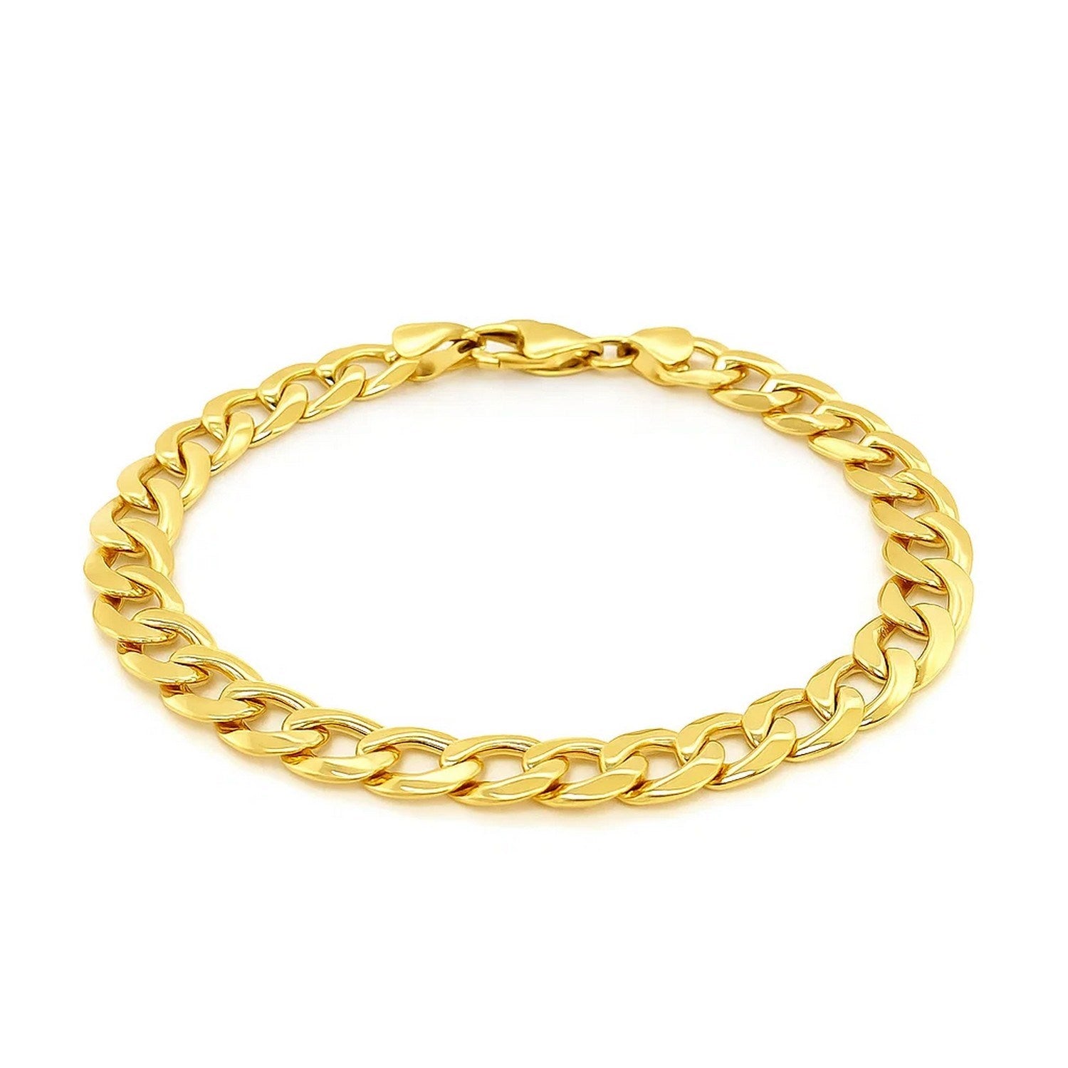 Elegant 14k yellow gold solid curb bracelet featuring a refined chain design, perfect for luxury jewelry lovers.