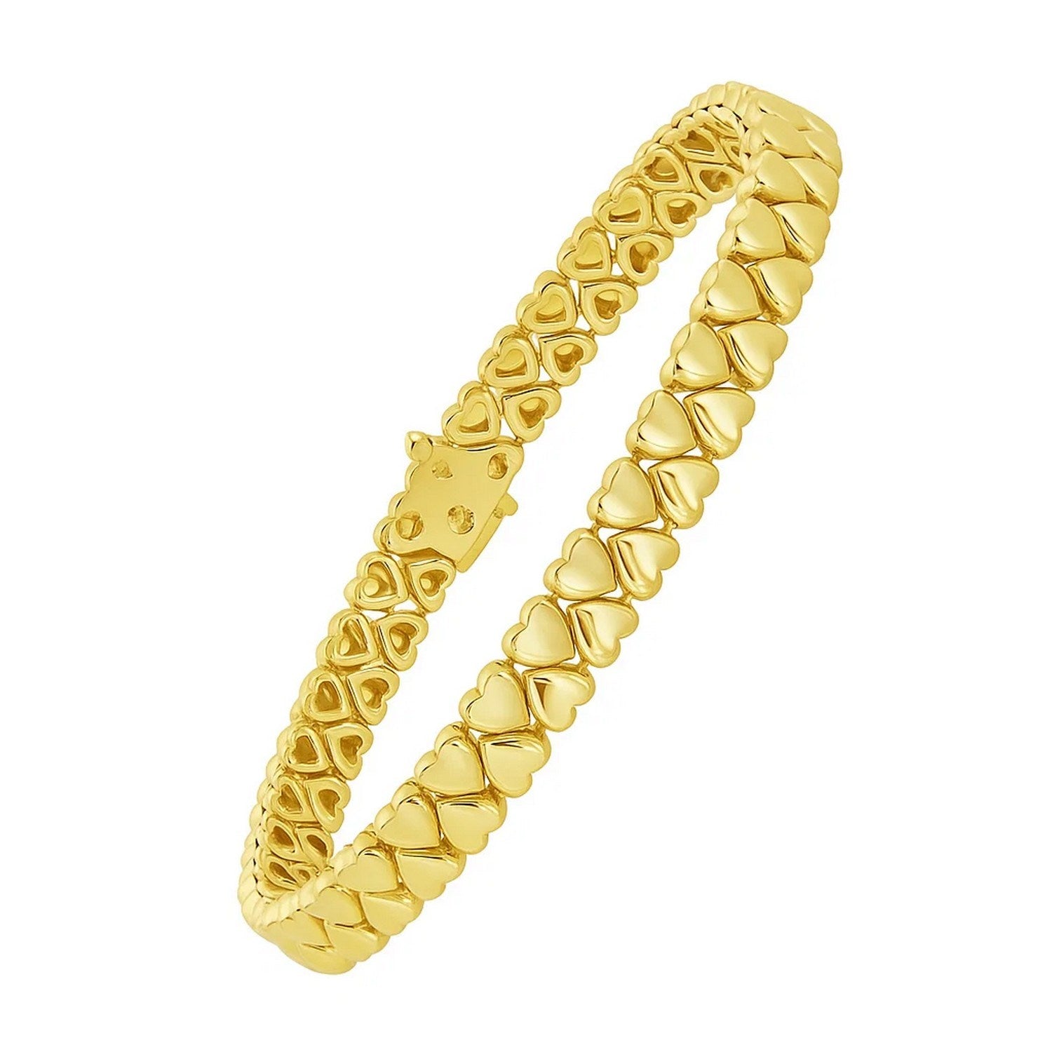 14k yellow gold modern sweetheart link bracelet with elegant 7.00 mm design, perfect for luxury jewelry lovers.