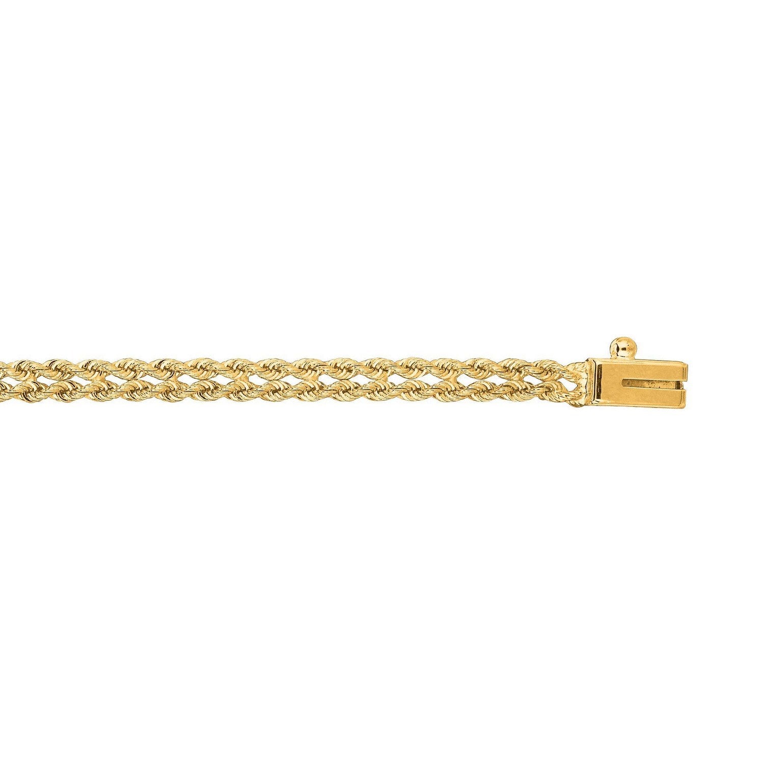 14k yellow gold two-row rope bracelet featuring a modern design with elegant chain details.