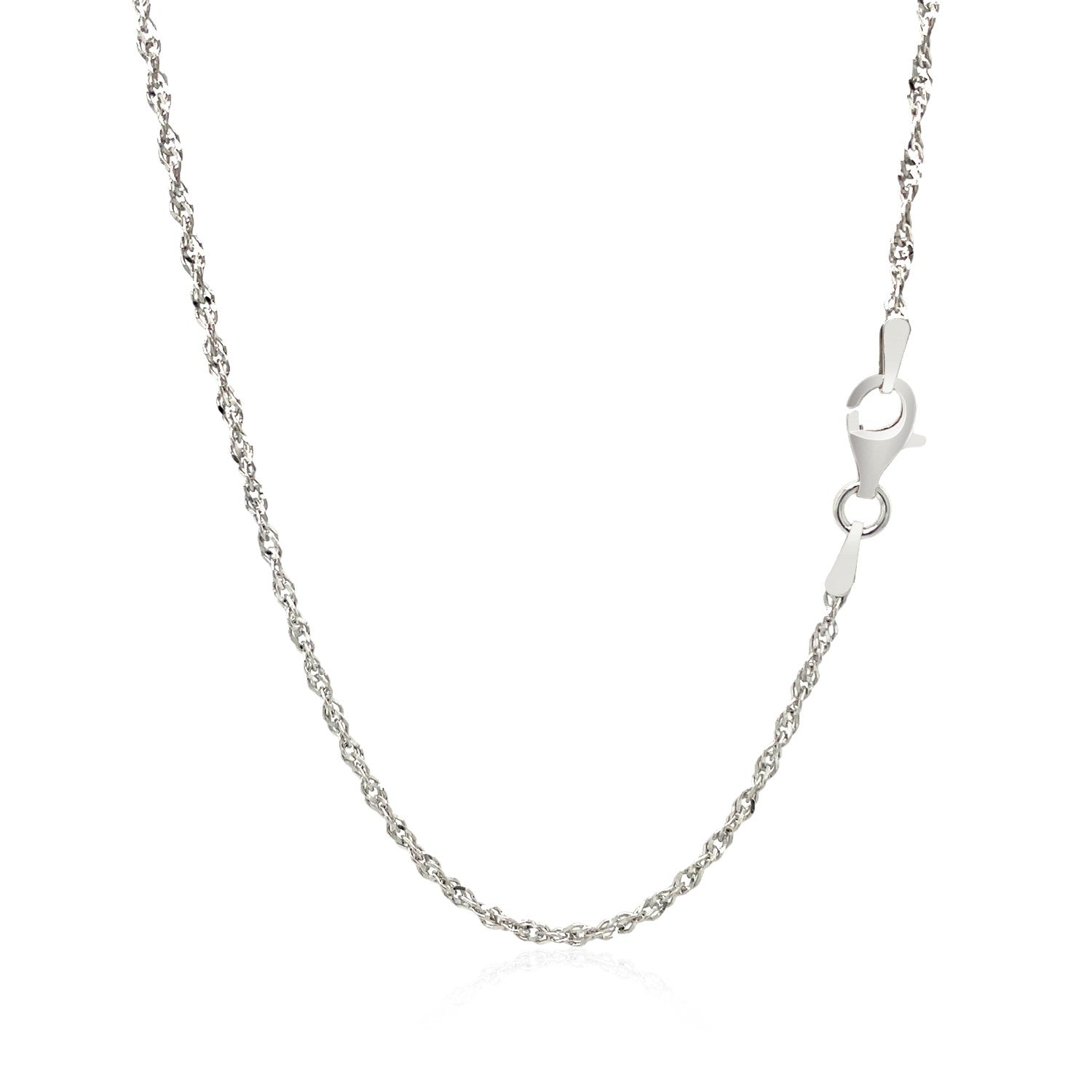 Sterling silver Singapore style chain with sleek modern design, perfect for layering or standalone elegance.