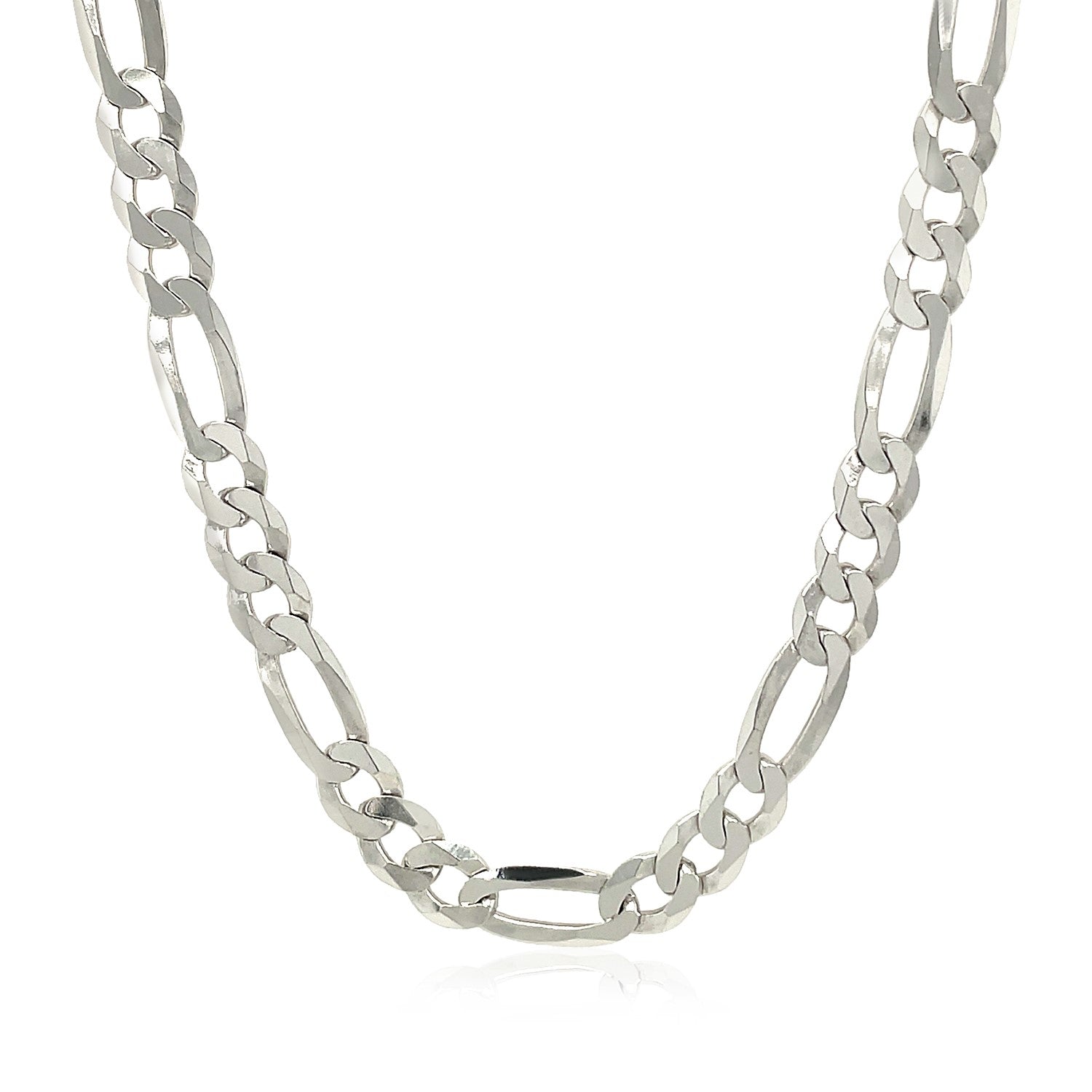 Rhodium plated sterling silver Figaro chain, modern design with elegant 5.40 mm links, perfect for layering or standalone ...