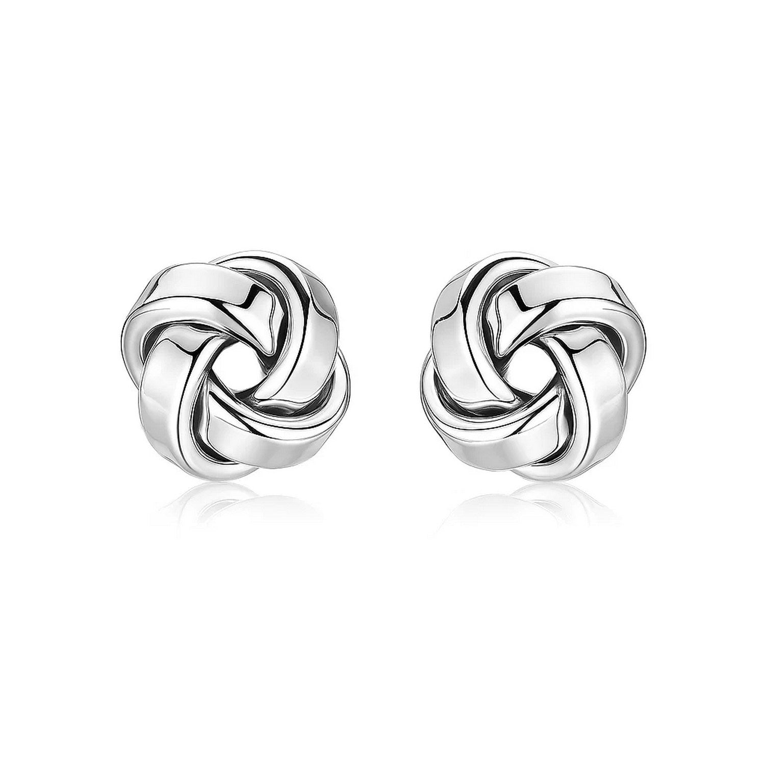 Sterling silver polished petite love knot earrings, embodying classic elegance and timeless luxury.