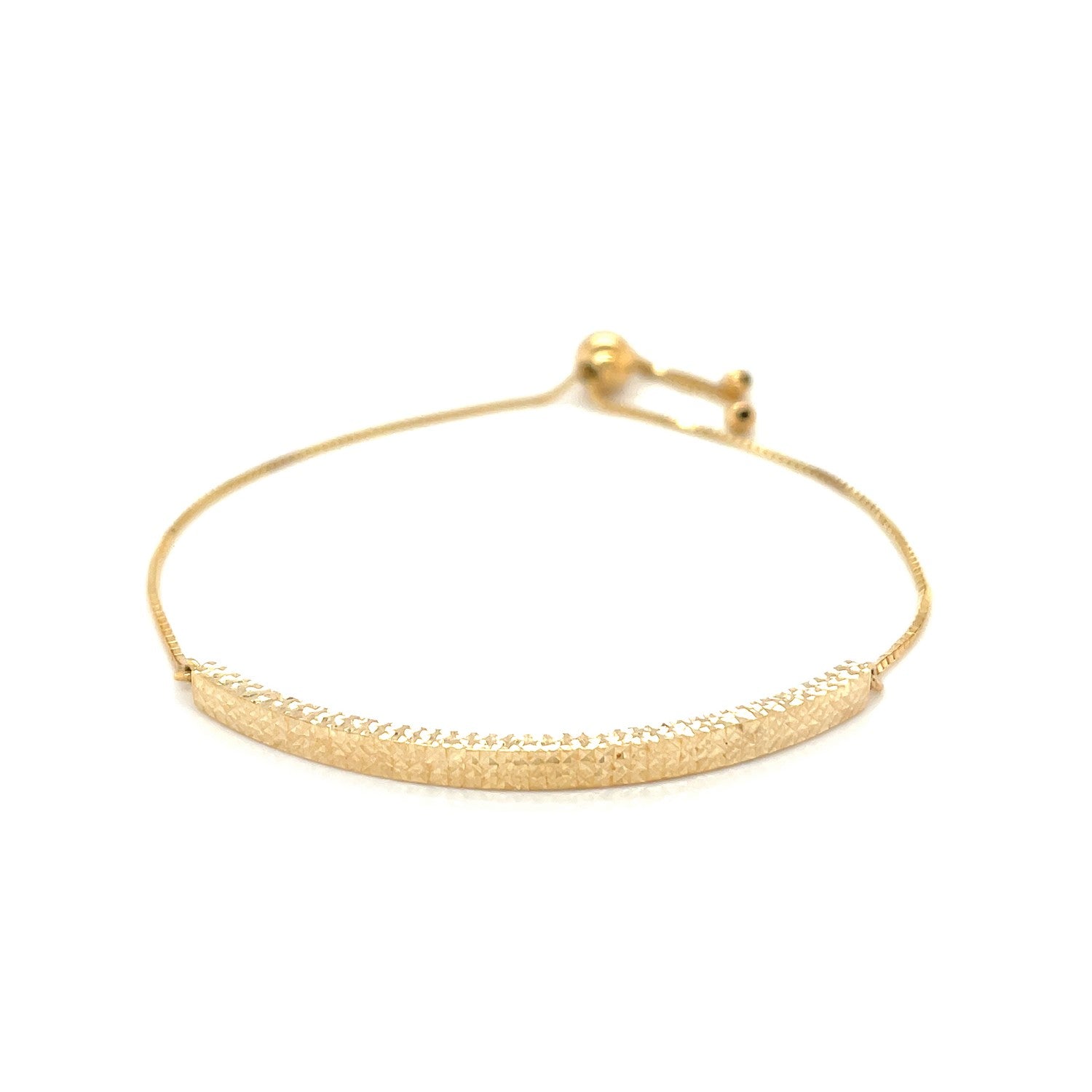 14k yellow gold chain bar lariat bracelet featuring a modern design and sparkling diamond accents.