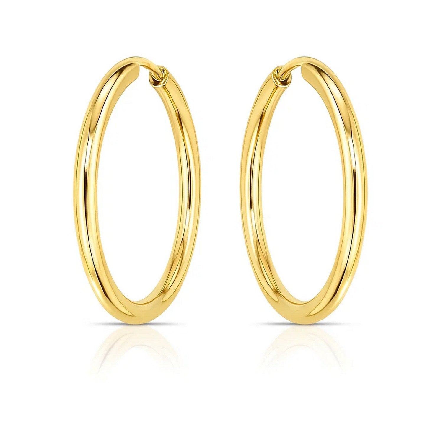 14k yellow gold minimalist endless round hoop earrings showcasing timeless elegance and refined craftsmanship.