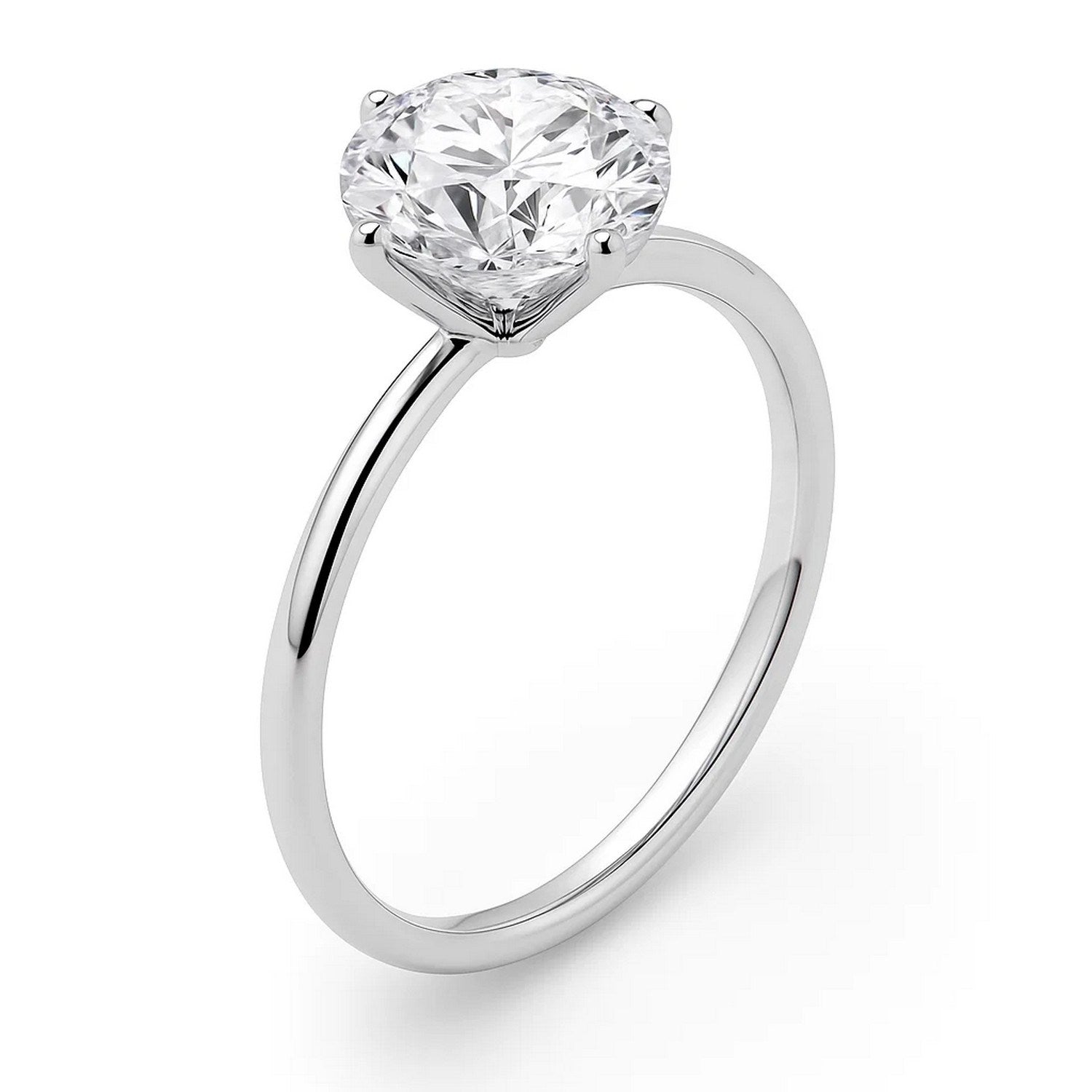 3 carat round lab-grown diamond solitaire ring in elegant 10K white gold prong setting, showcasing timeless luxury.