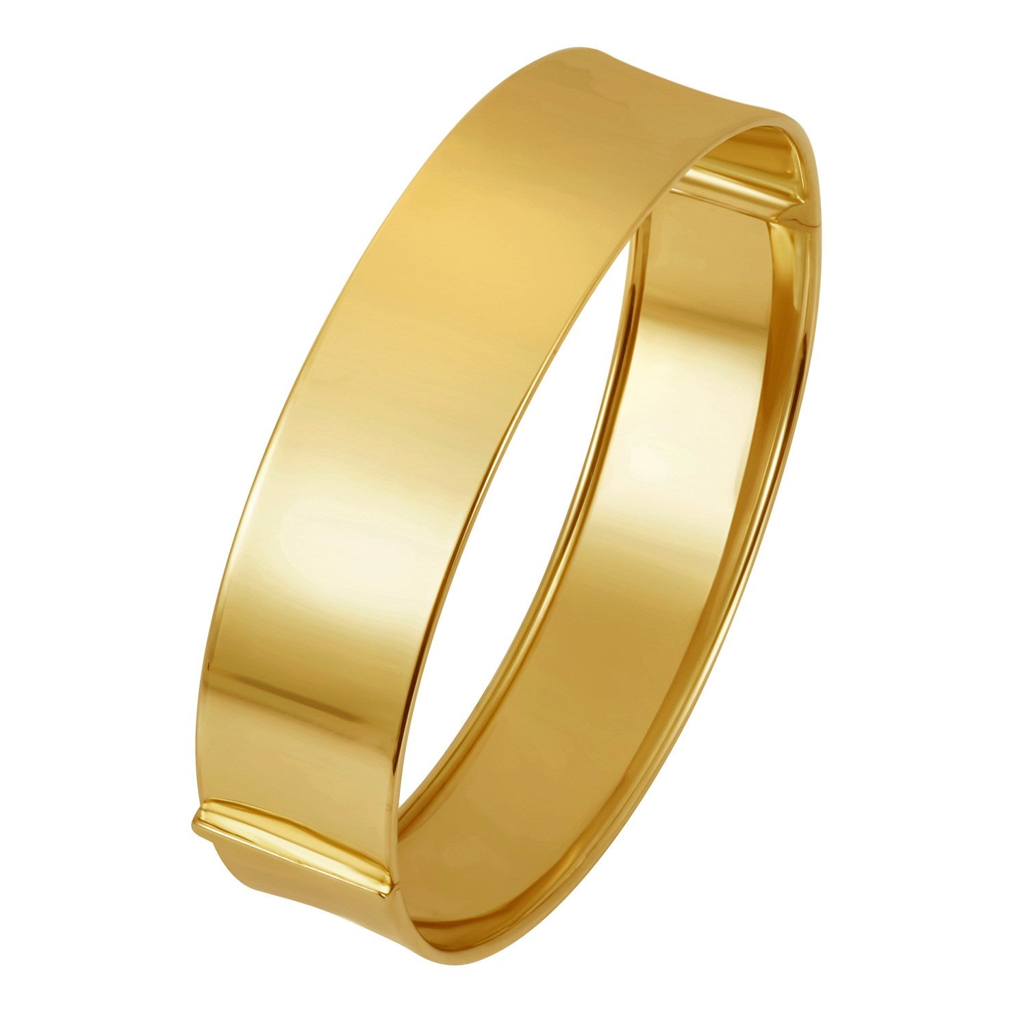 Designer medium width bracelet in 14k yellow gold, modern luxury style, 14.50 mm width, perfect for elegant occasions.
