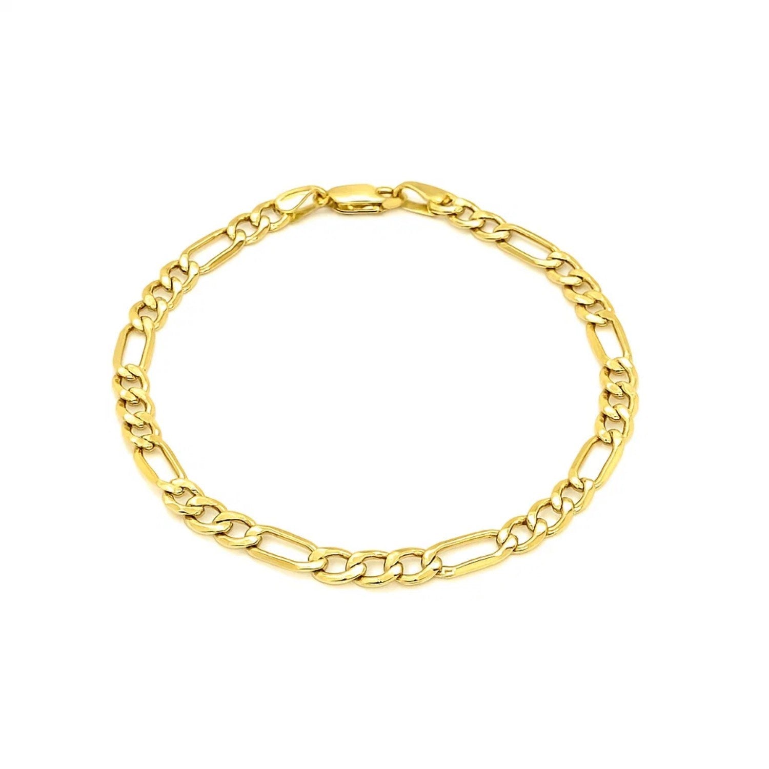 10k yellow gold Lite Figaro bracelet featuring modern design and luxurious 14k gold craftsmanship.