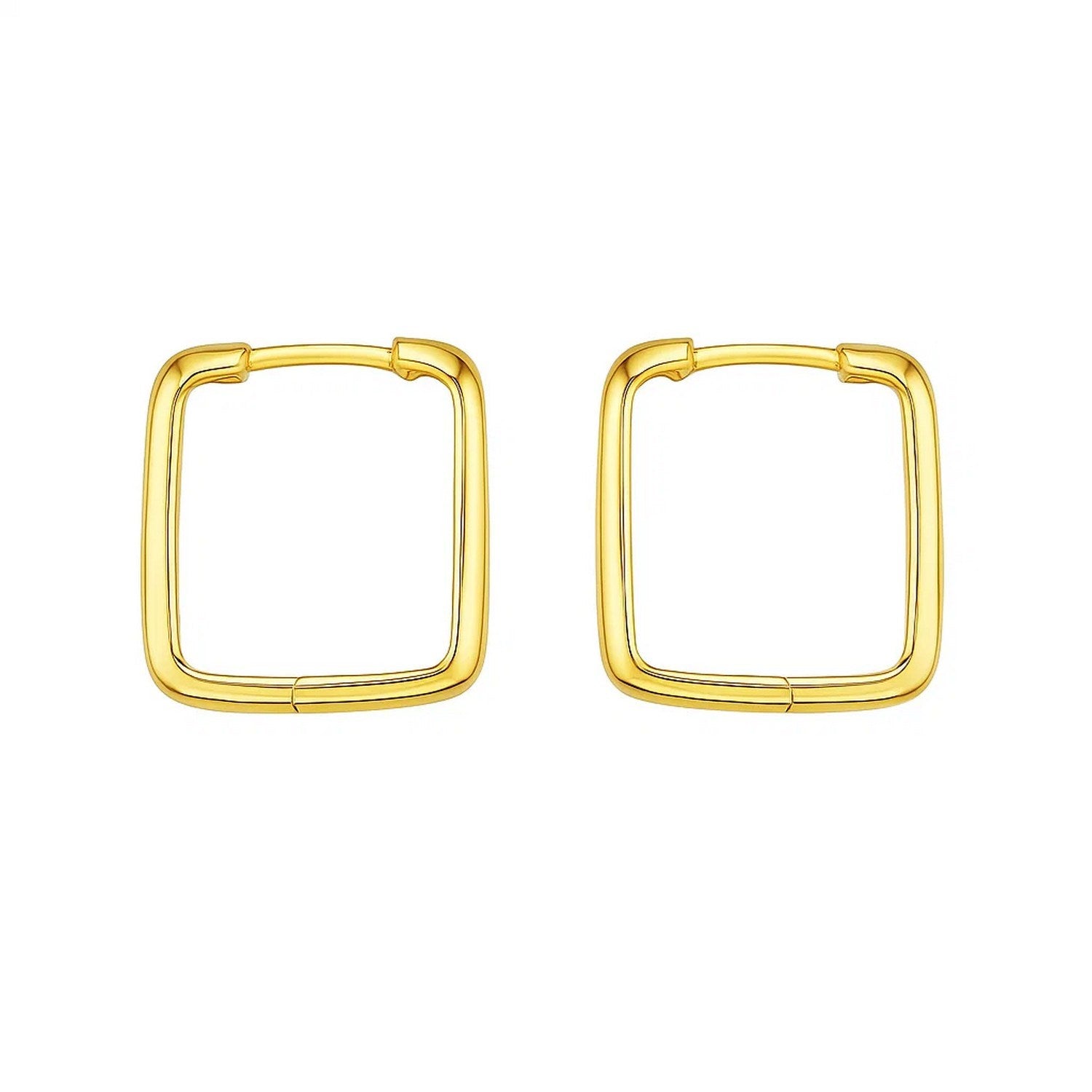 14k yellow gold polished hoop earrings featuring a sleek modern design, perfect for elegant occasions.