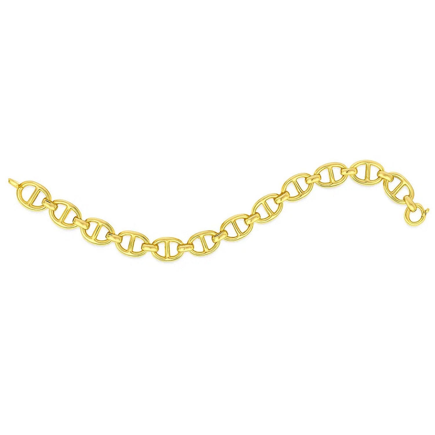 14k yellow gold high polish mariner link bracelet, elegant design with 8.80 mm links, perfect for luxury styling.