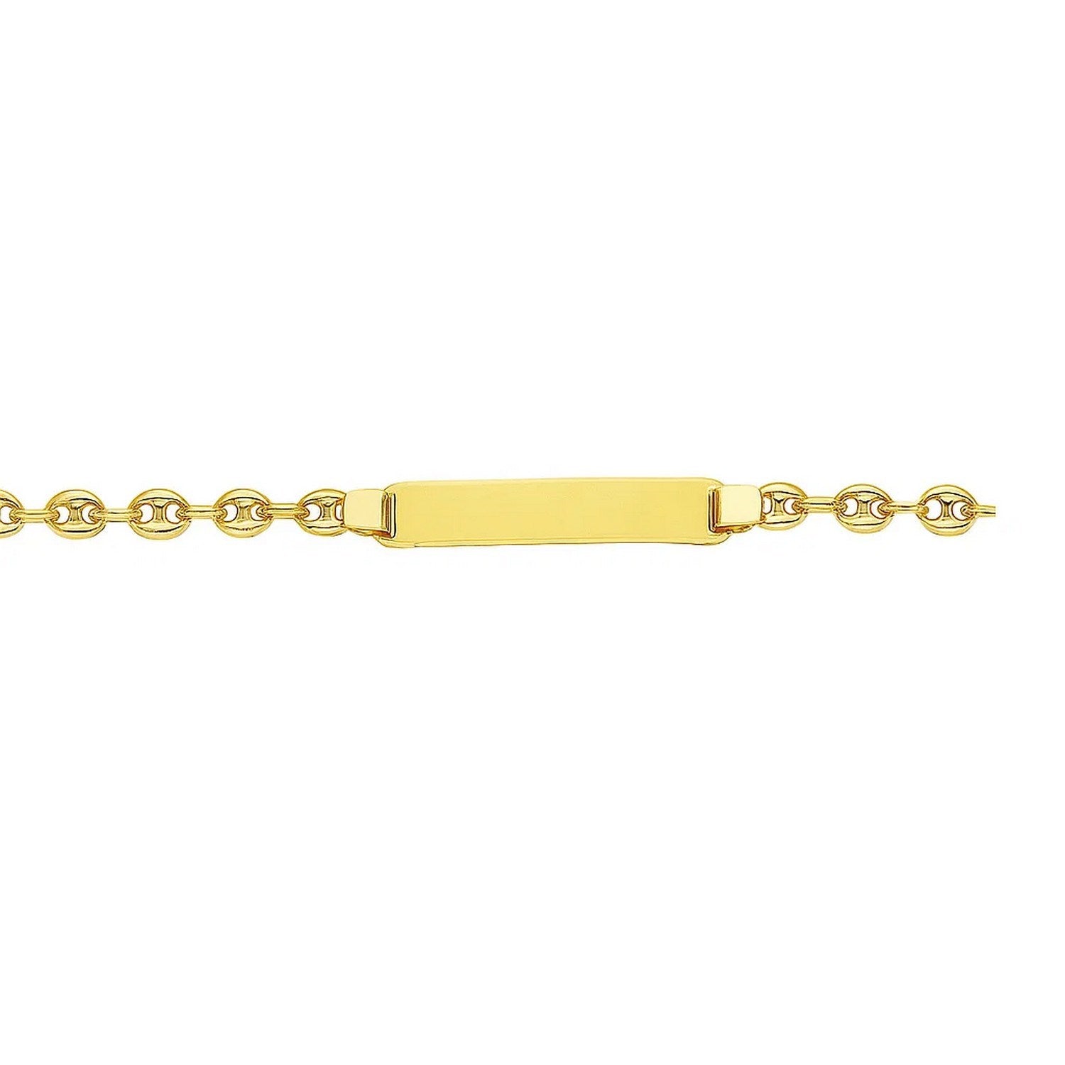 14k yellow gold puffed mariner link children's ID bracelet with modern design, perfect for stylish young ones.