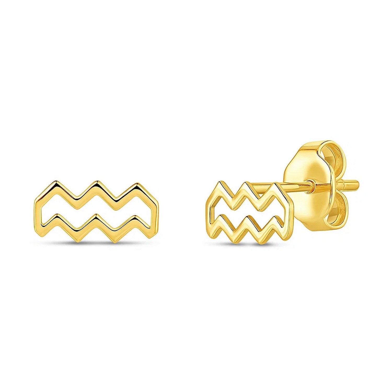 14k yellow gold modern stud earrings featuring a sleek design, perfect for elegant everyday wear.