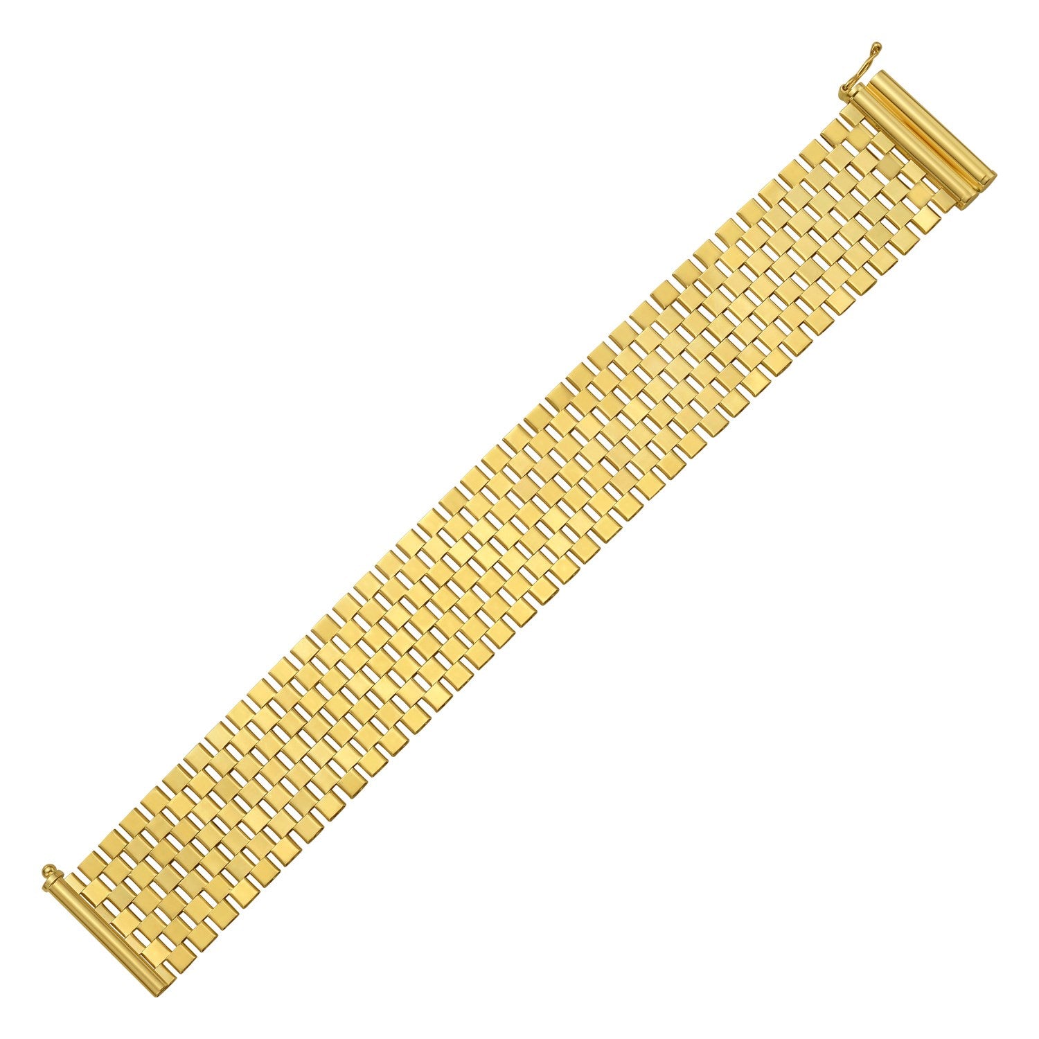 14k yellow gold large cobblestone link bracelet, modern design with elegant, textured links for a luxurious touch.