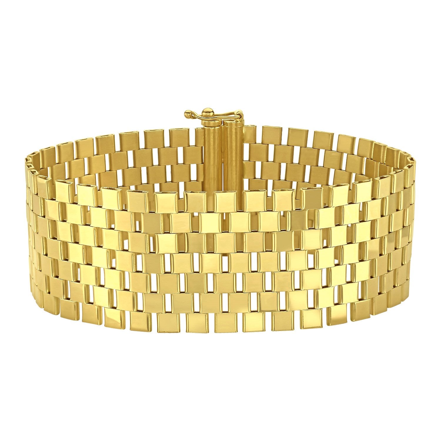 14k yellow gold large cobblestone link bracelet with modern design and luxurious shine, perfect for elegant occasions.