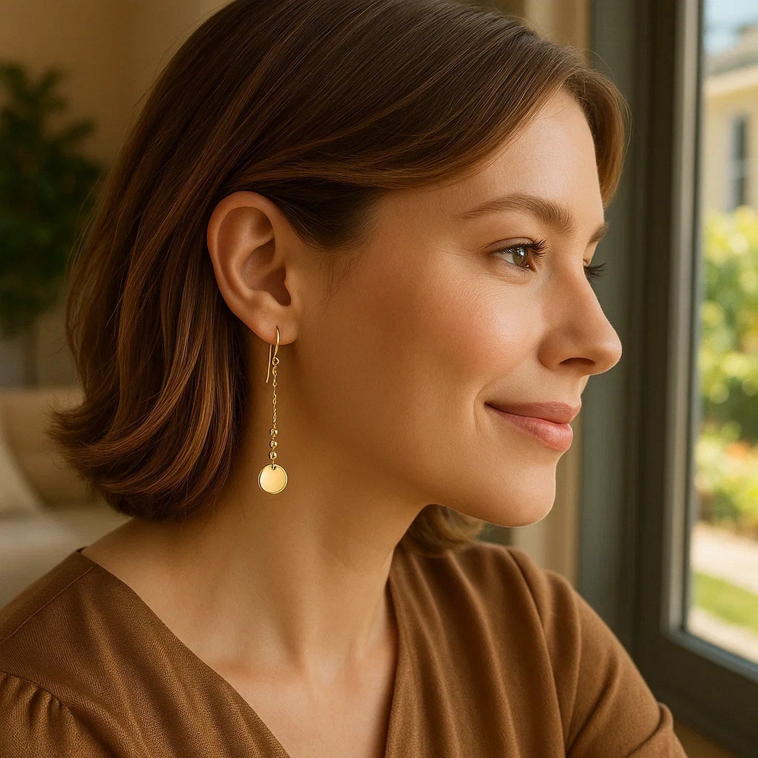 14k yellow gold polished drop earrings featuring shimmering diamonds on elegant chains, embodying modern luxury style.