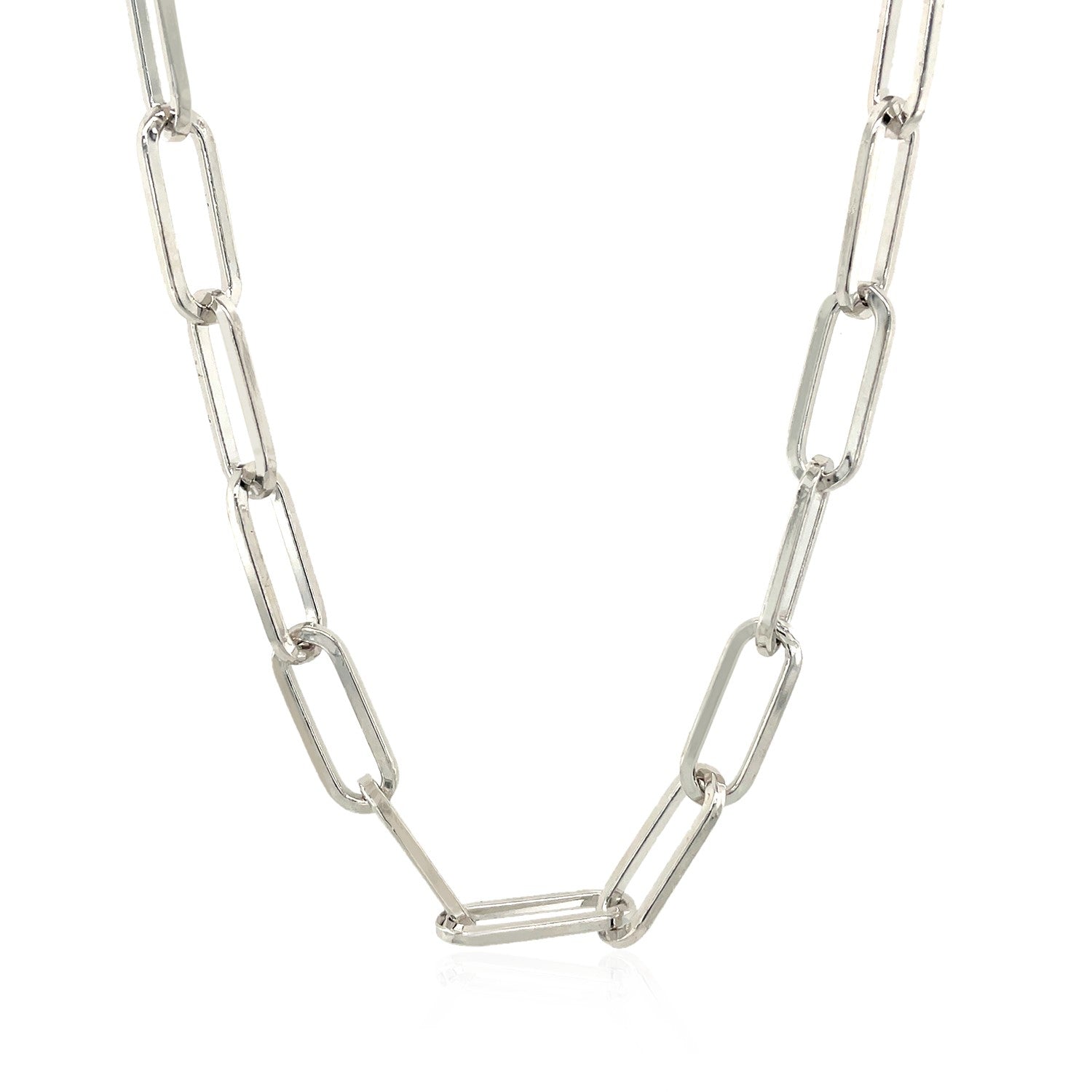 Sterling silver paperclip chain necklace featuring modern links for a chic, sophisticated look.