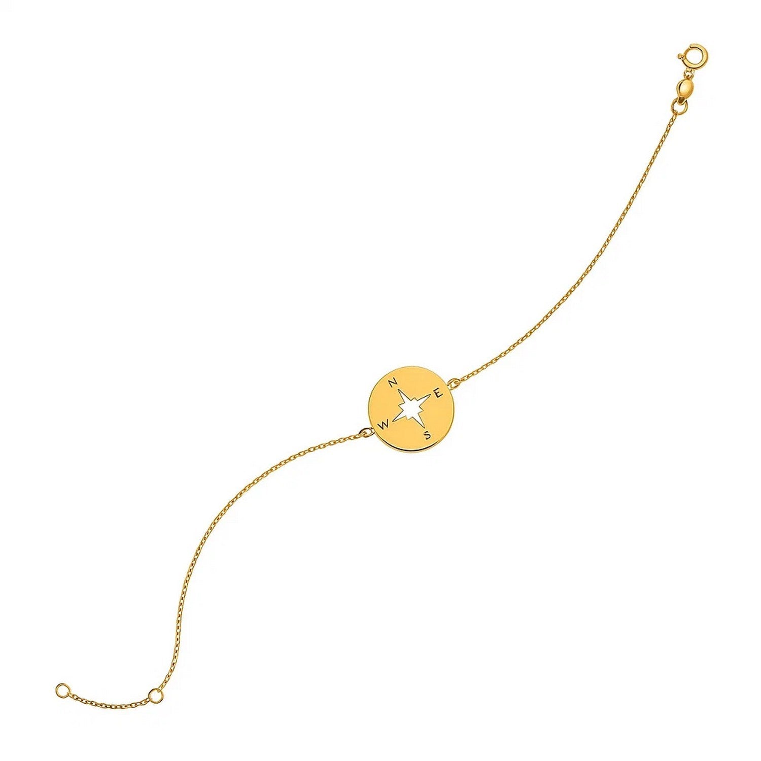 14k yellow gold 7-inch bracelet featuring elegant link design and compass charm for a timeless luxury statement.