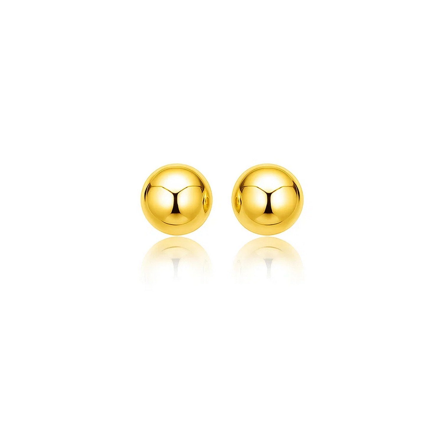 14k yellow gold polished stud earrings, minimalist design, 8mm size, perfect for elegant everyday wear.