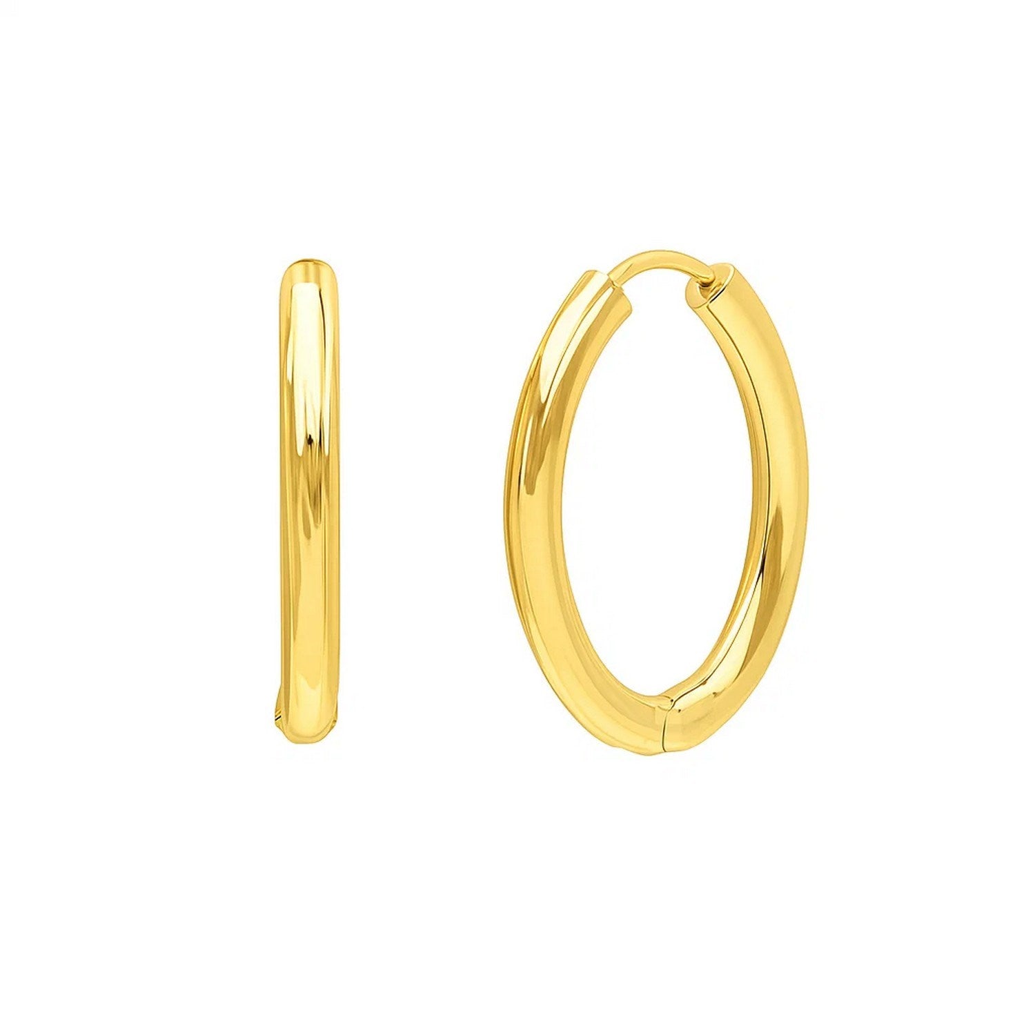 14k yellow gold textured hoop earrings with a modern oval design, perfect for elegant occasions.