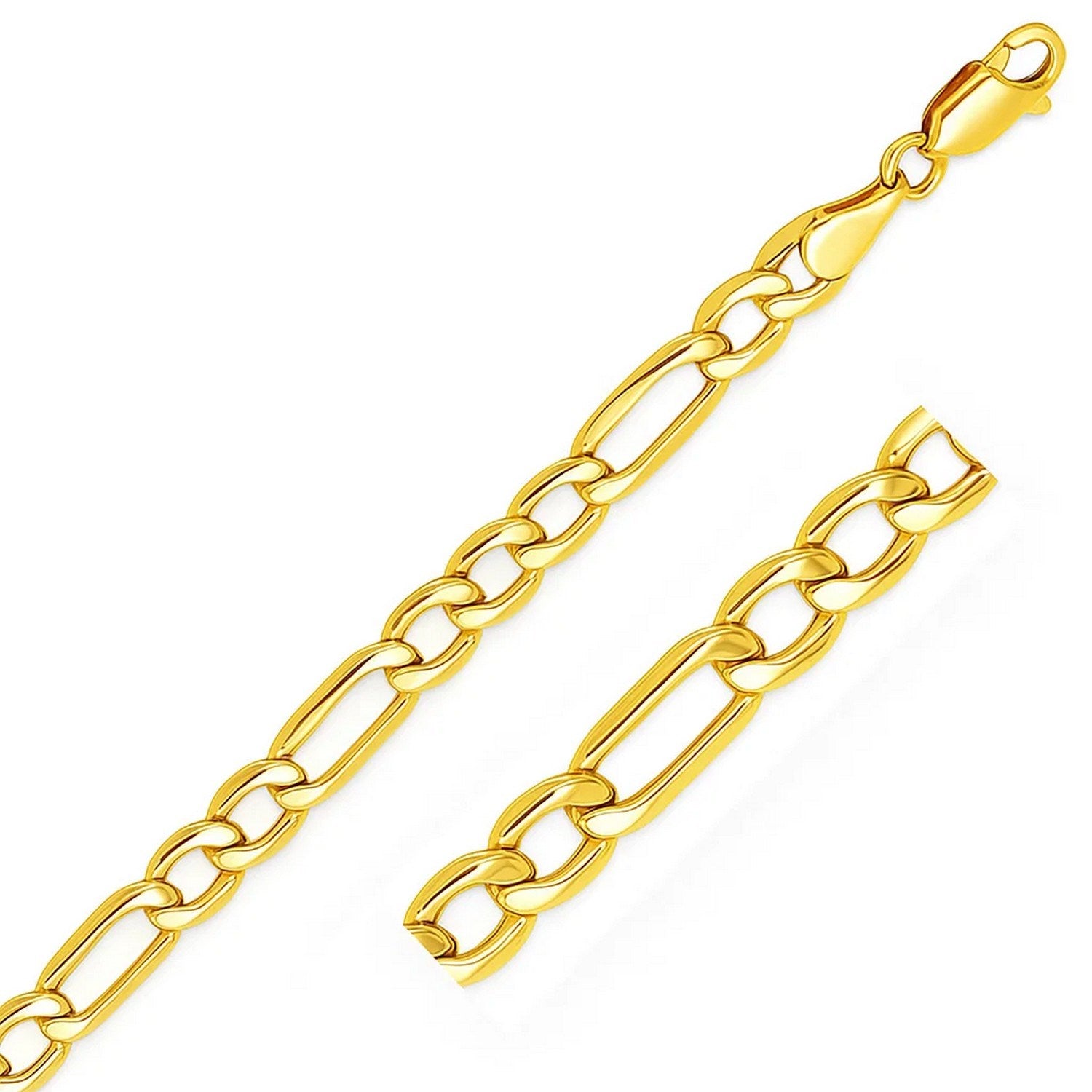 10k yellow gold Lite Figaro bracelet featuring a modern chain design, perfect for elegant everyday wear.