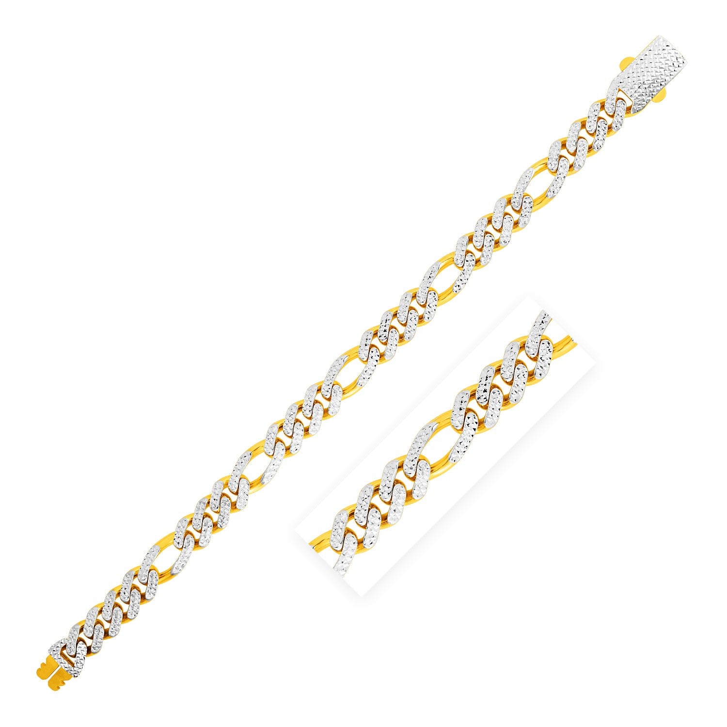 14k yellow gold modern Figaro bracelet featuring polished links and a chic, high-shine finish for luxury elegance.