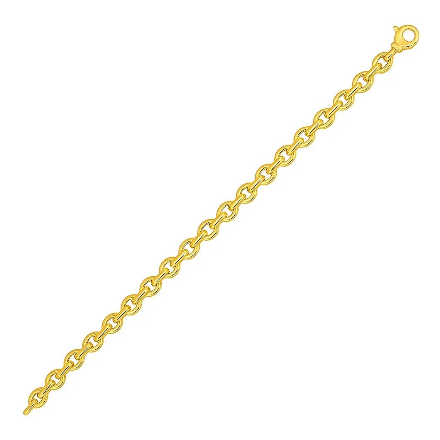 14k yellow gold polished oval link bracelet, elegant design with smooth links, perfect for sophisticated style.
