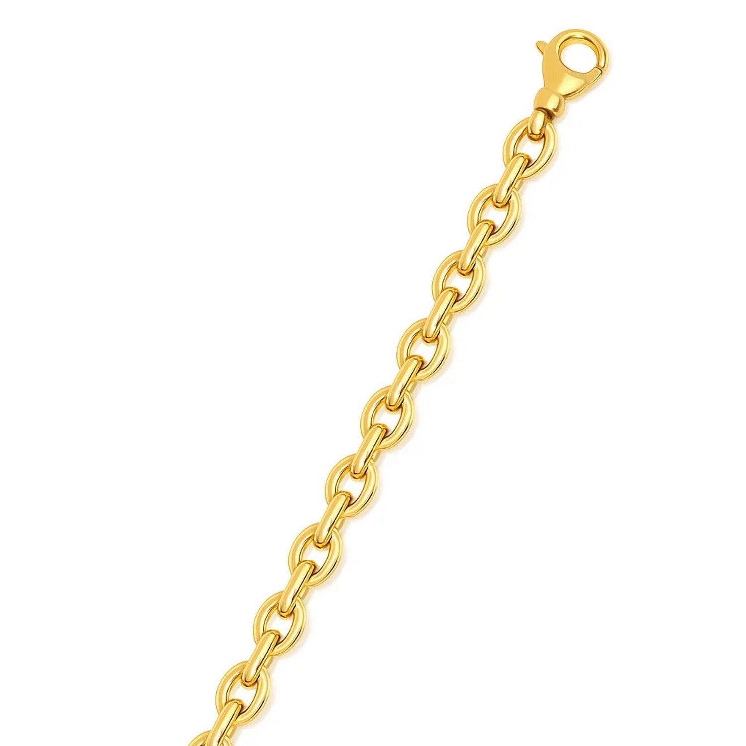 14k yellow gold polished oval link bracelet featuring elegant design and secure stud closure, perfect for luxury styling.