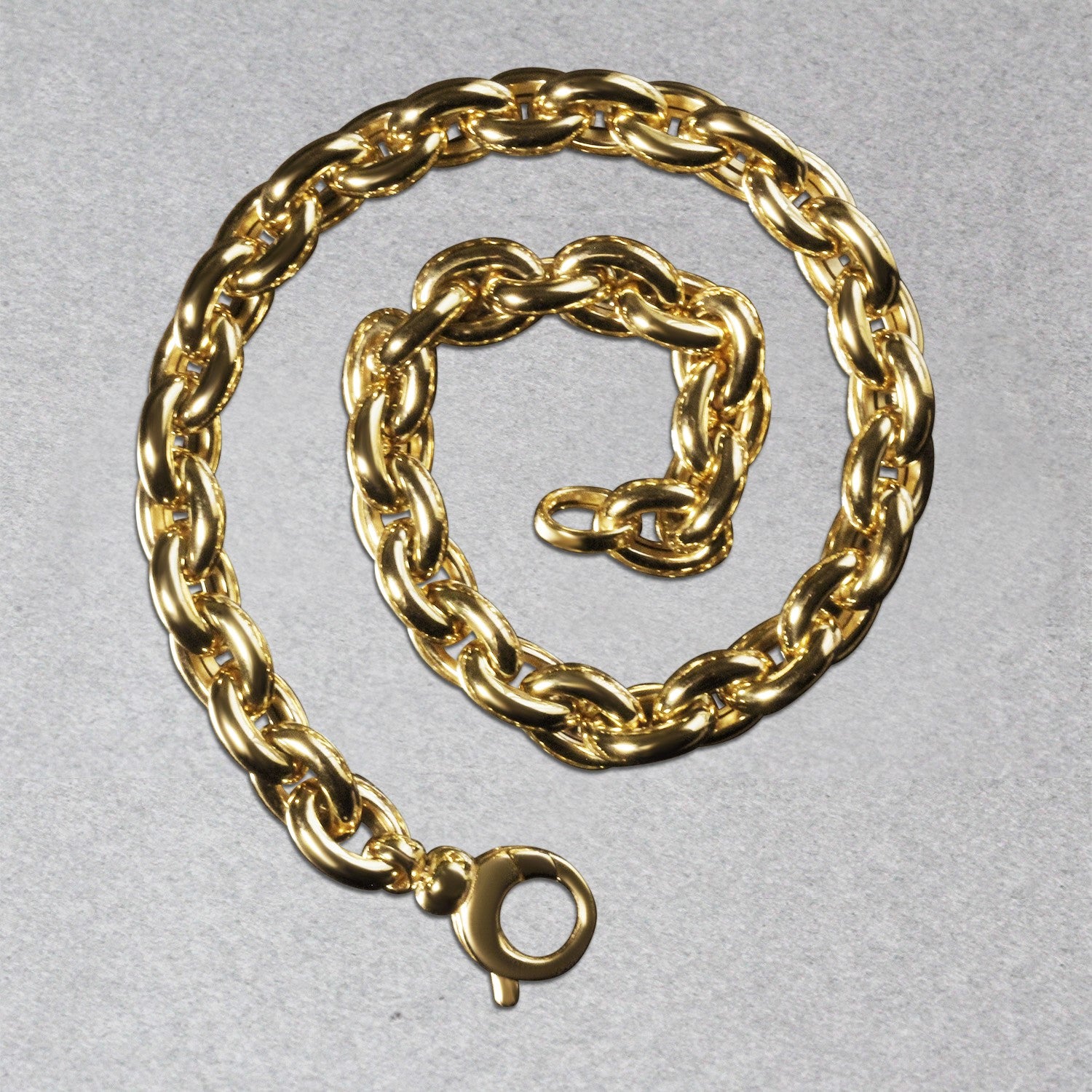 14k yellow gold polished oval link bracelet featuring elegant stud design, perfect for sophisticated style.