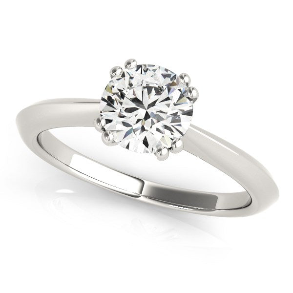 14k white gold double prong set solitaire diamond engagement ring featuring a stunning 1 cttw round brilliant diamond.