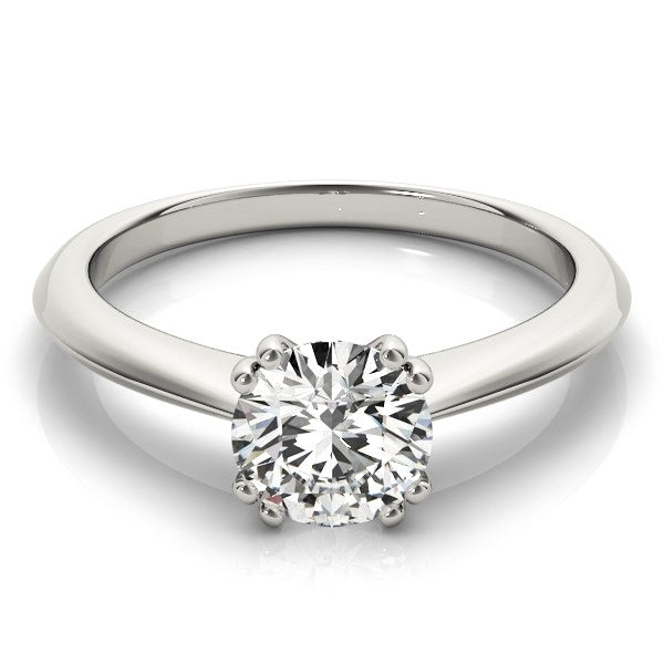 14k white gold double prong set solitaire diamond engagement ring showcasing modern elegance and timeless beauty.