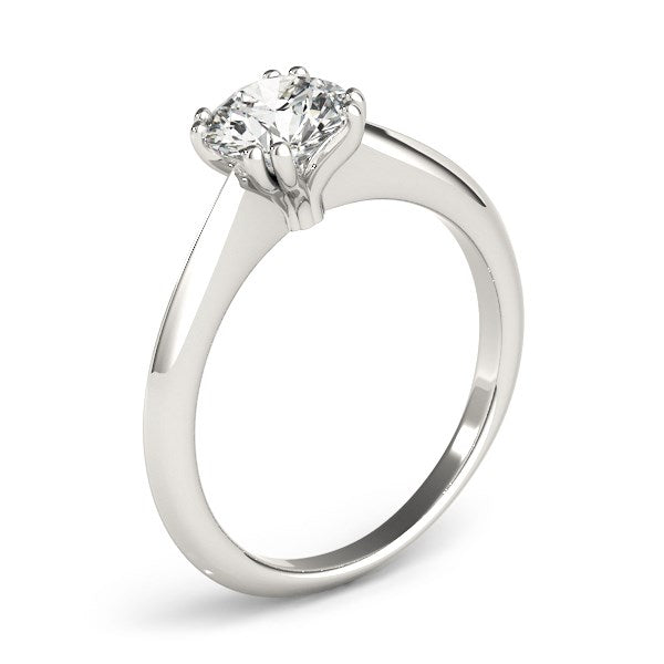 14k white gold double prong set solitaire diamond engagement ring showcasing a stunning 1 cttw round brilliant diamond.