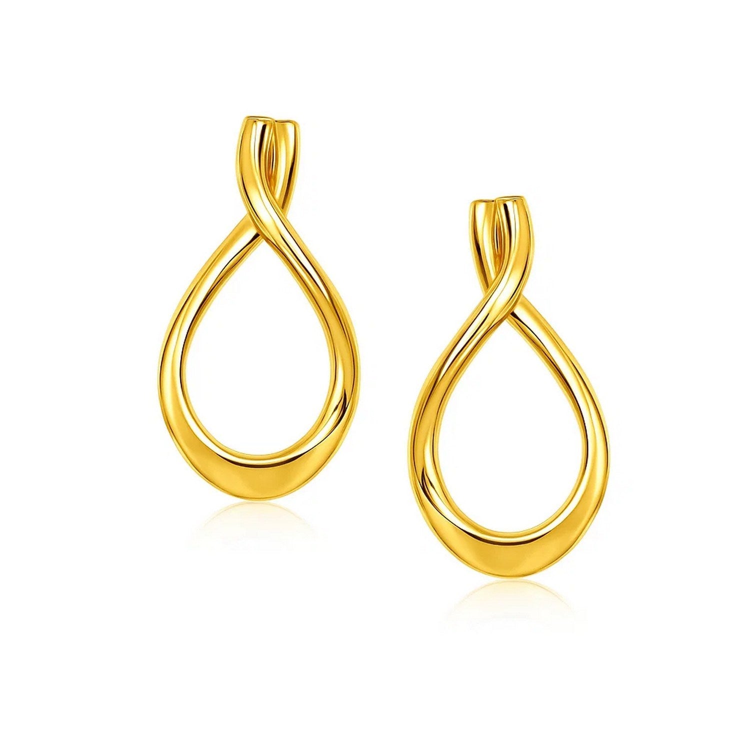 14k yellow gold polished tear drop earrings, elegantly designed for a sophisticated look.