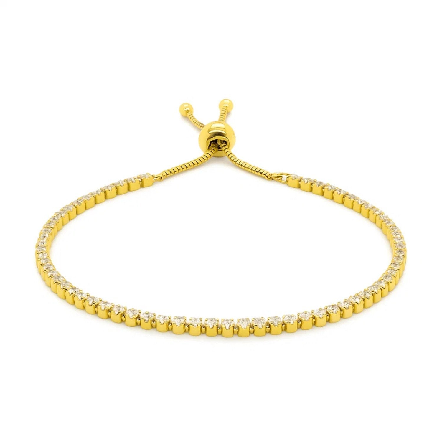 Adjustable tennis bracelet in sterling silver adorned with sparkling cubic zirconia for an elegant touch.