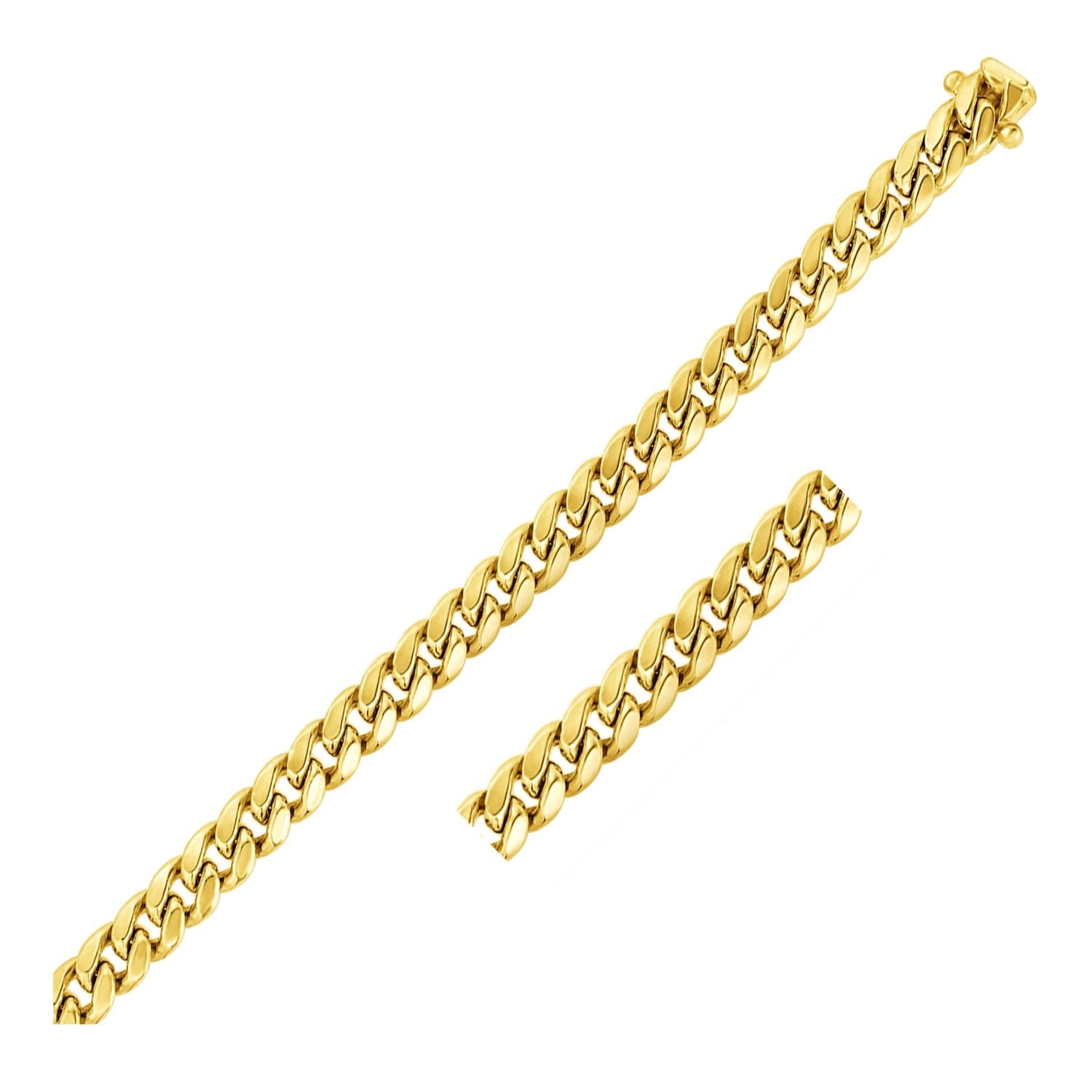 10k yellow gold semi-solid Miami Cuban bracelet featuring modern link design, perfect for luxury jewelry enthusiasts.