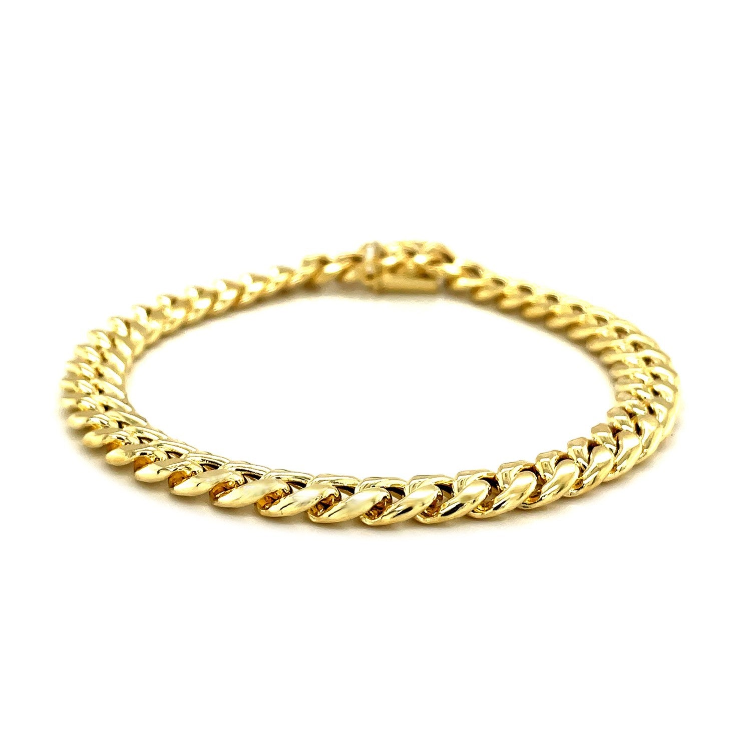 10k yellow gold semi-solid Miami Cuban bracelet featuring modern link design, 7.20 mm width, perfect for luxury styling.