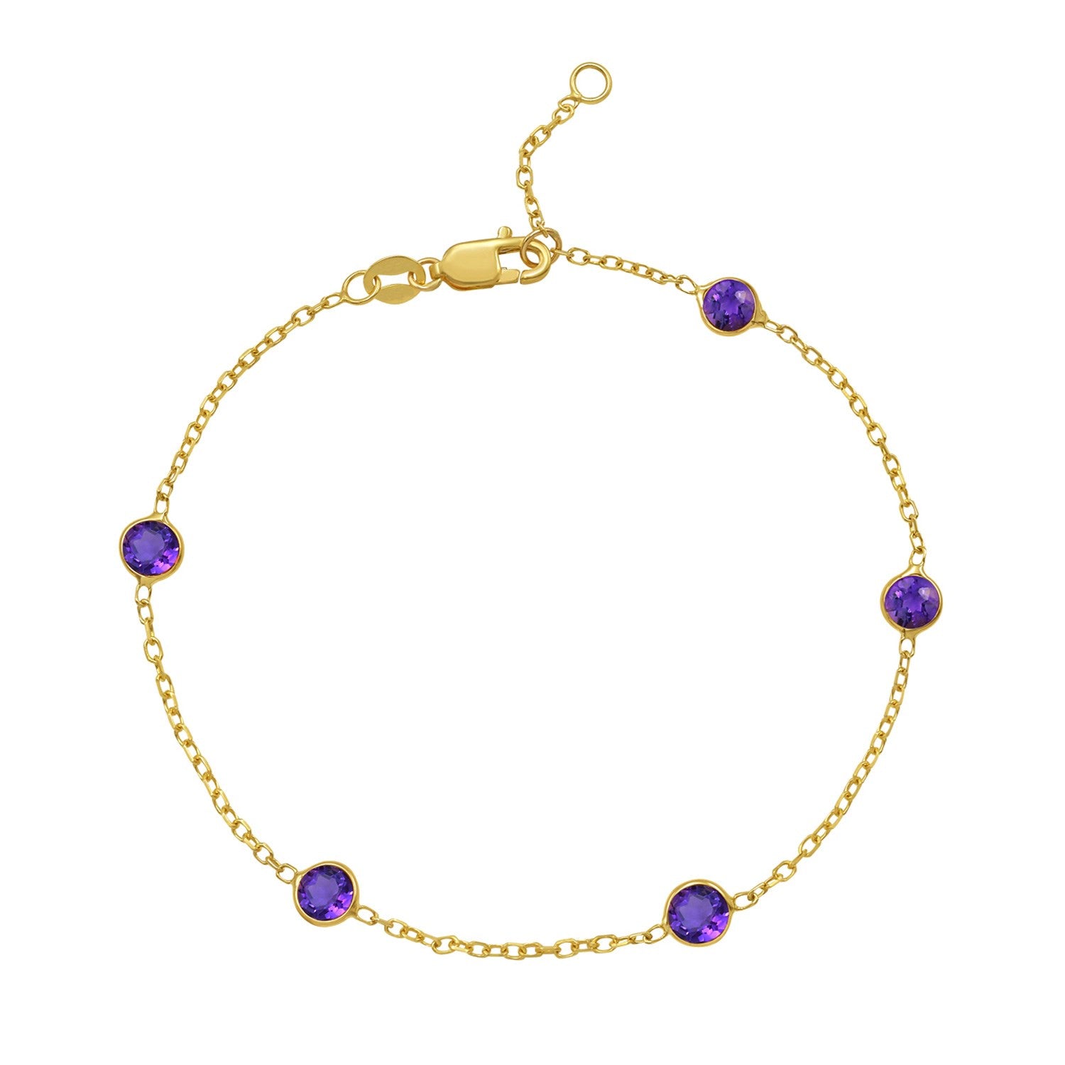 14k yellow gold minimalist amethyst station bracelet featuring elegant chain design and refined luxury style