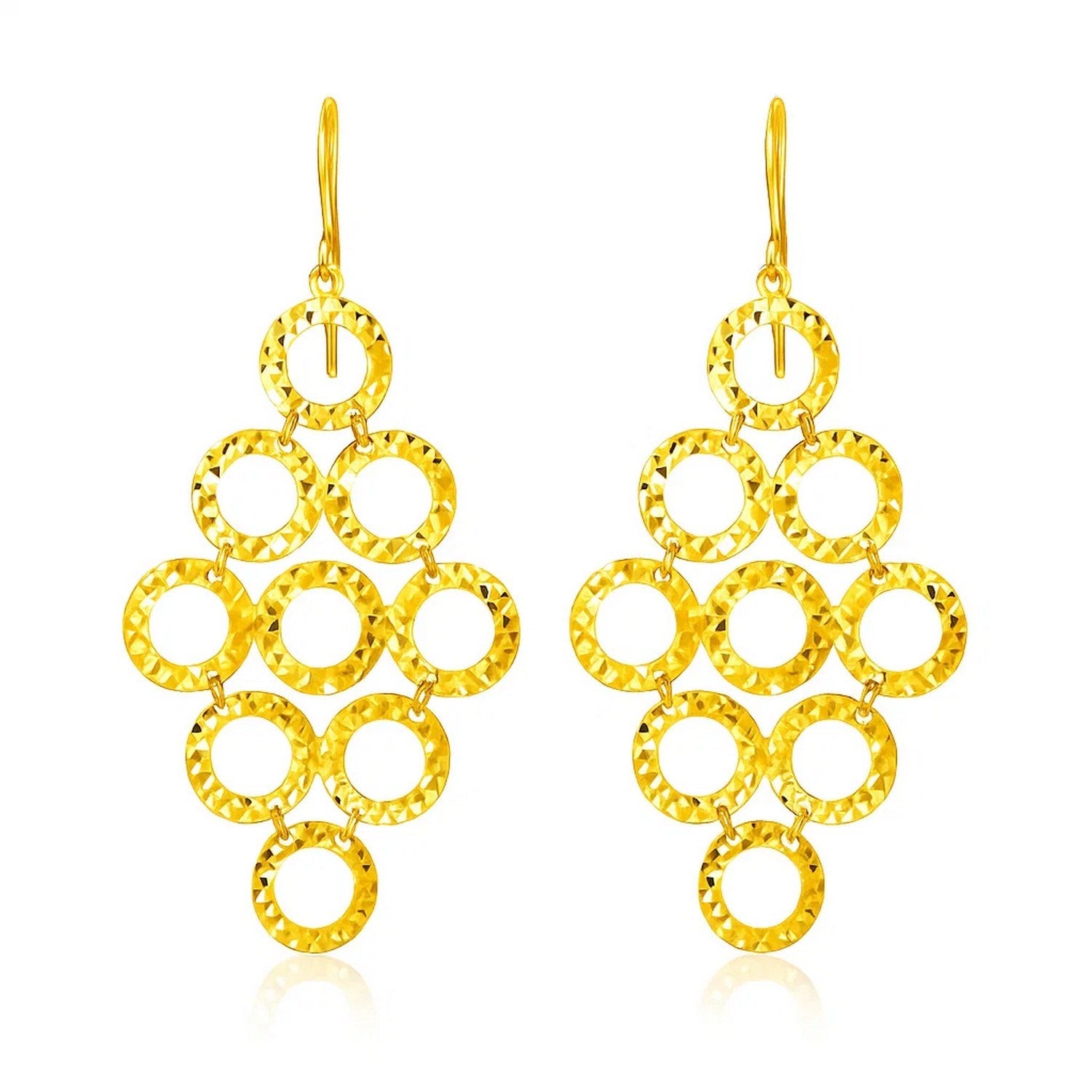 14k yellow gold textured open circle earrings, exuding elegance and luxury for a refined look.