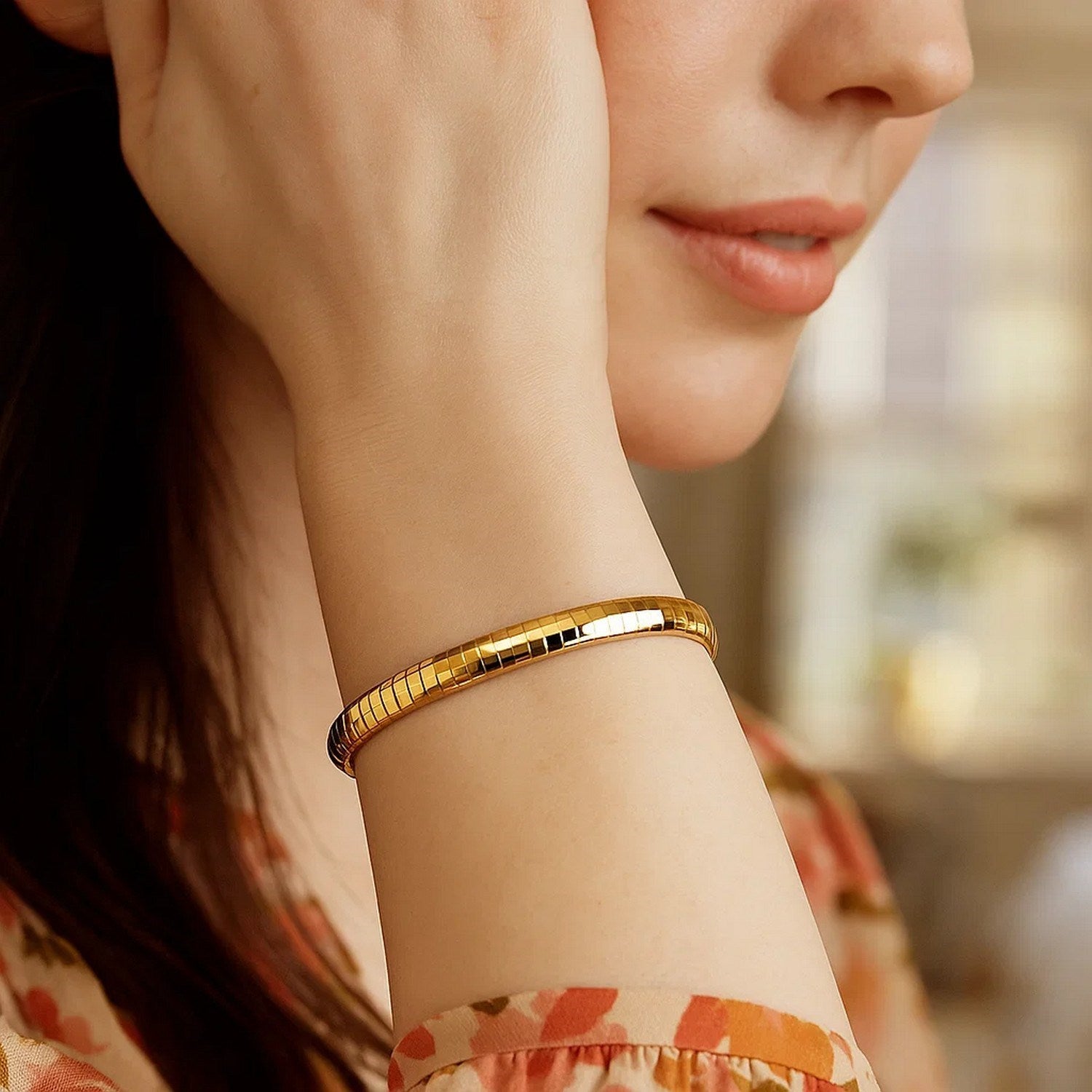 14k yellow gold classic omega bracelet featuring elegant chain links, perfect for sophisticated luxury styling.