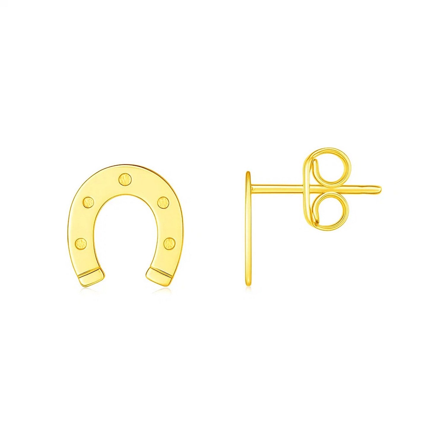 14k yellow gold textured horseshoe stud earrings, embodying modern elegance and luxury craftsmanship.