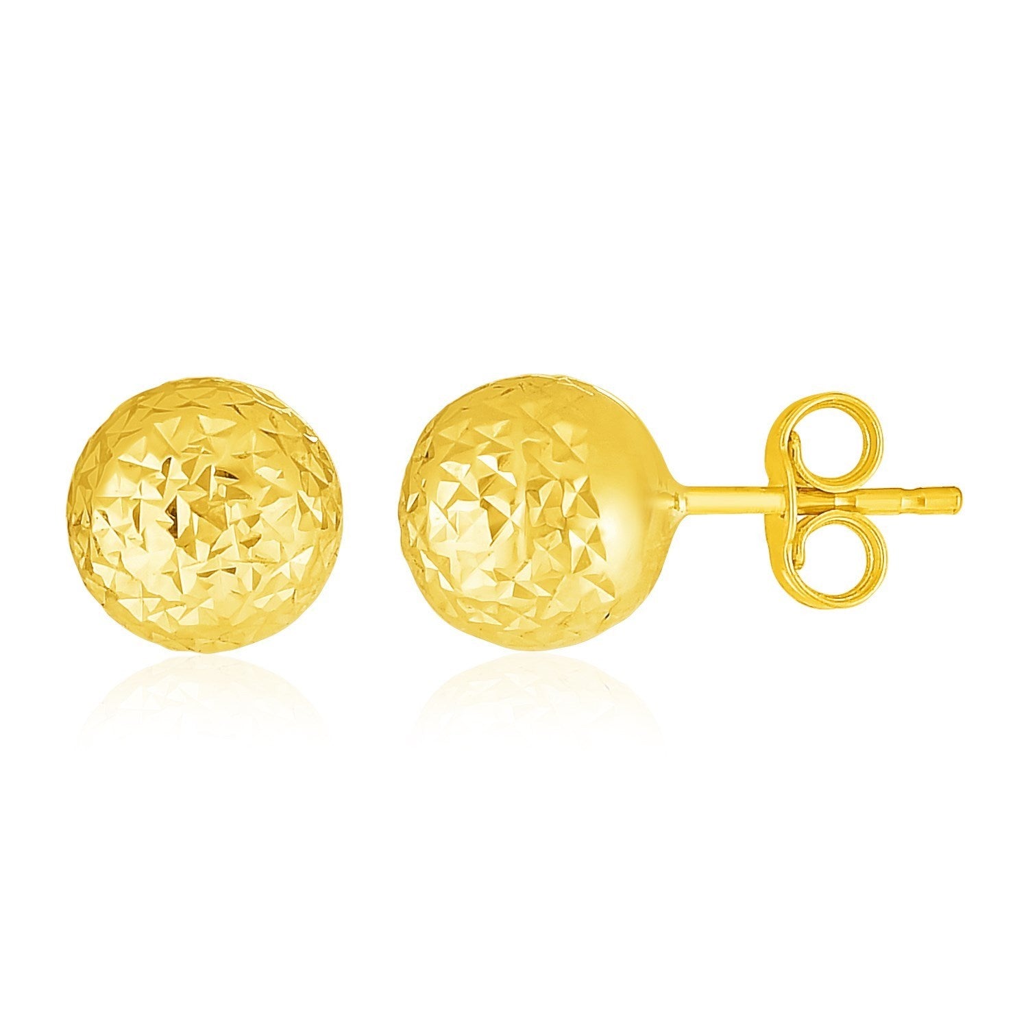 14k yellow gold textured ball stud earrings, showcasing a classic design perfect for elegant everyday wear.