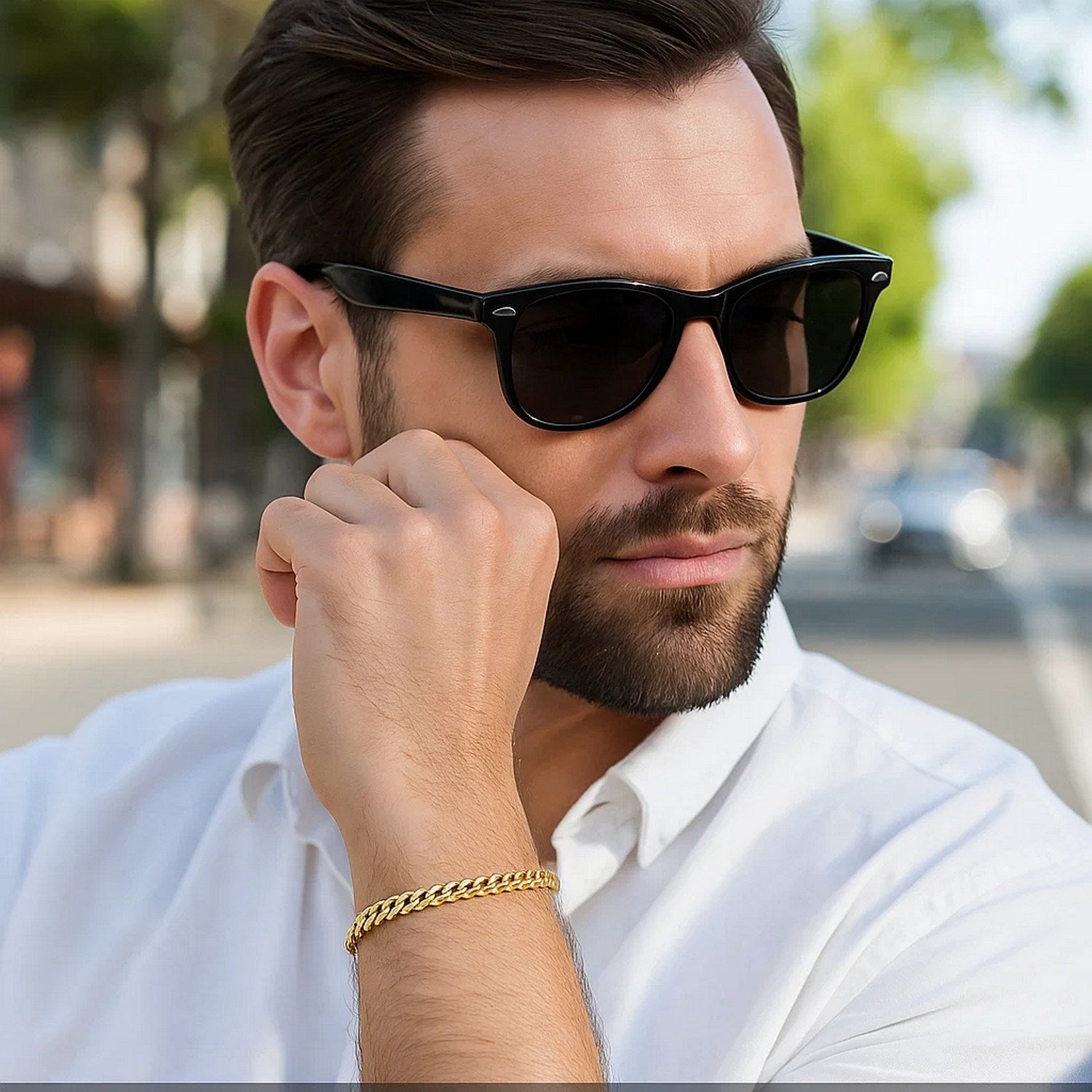 14k yellow gold semi-solid Miami Cuban bracelet, 5.00 mm links, elegant design perfect for luxury jewelry lovers.