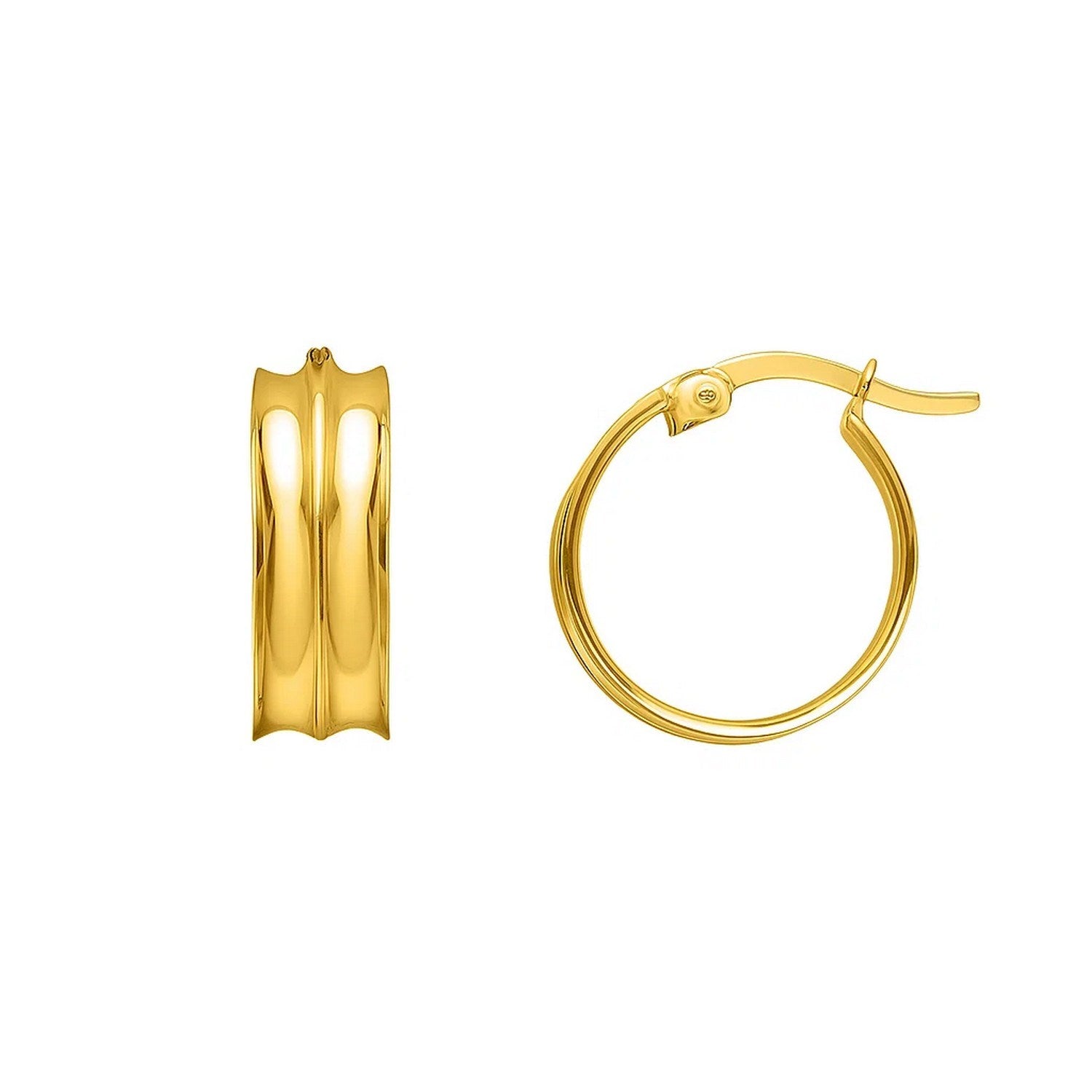 14k yellow gold medium concave hoop earrings with a modern design, showcasing elegance and refined craftsmanship.
