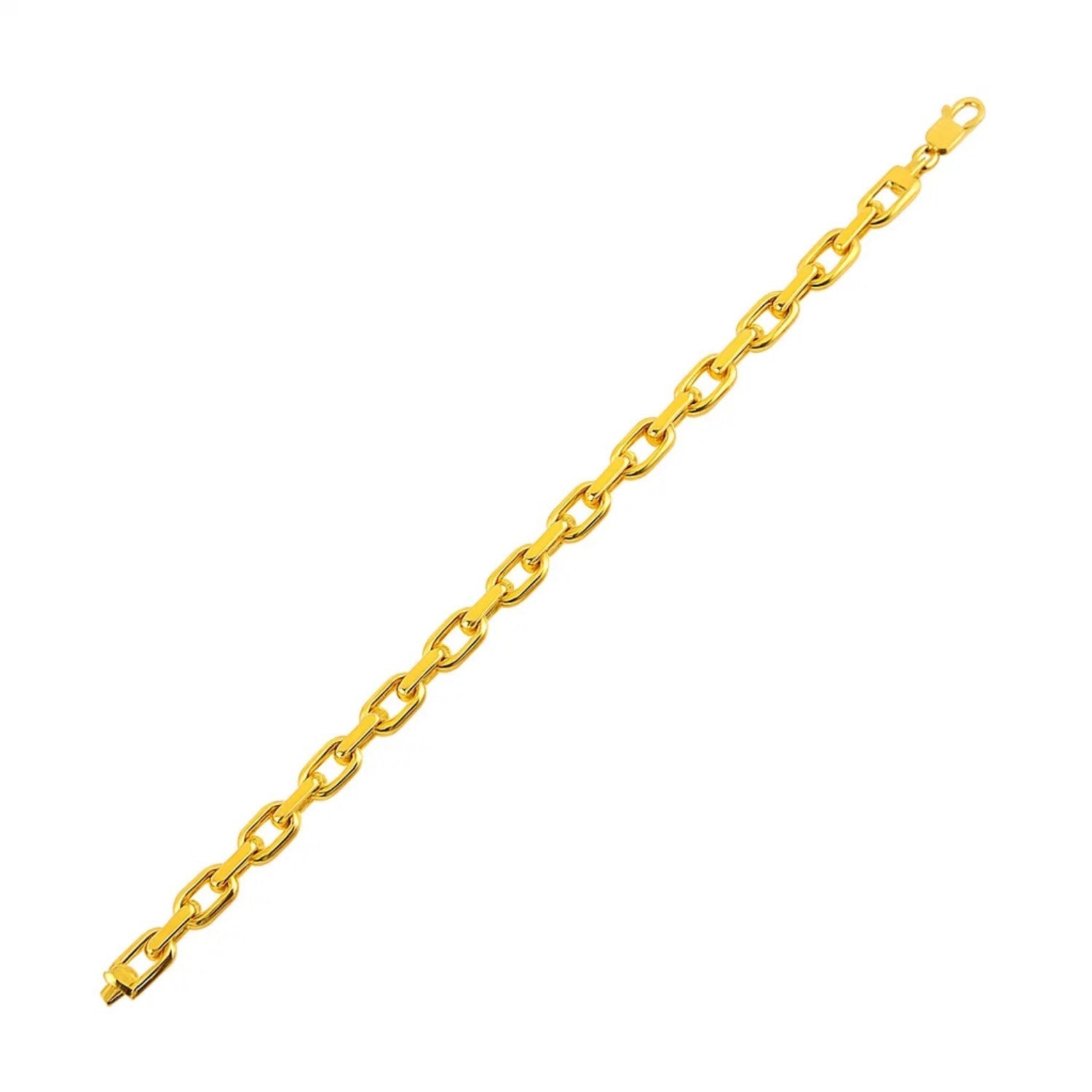 14k yellow gold French cable chain bracelet, elegantly designed with round links for a timeless luxury appeal.