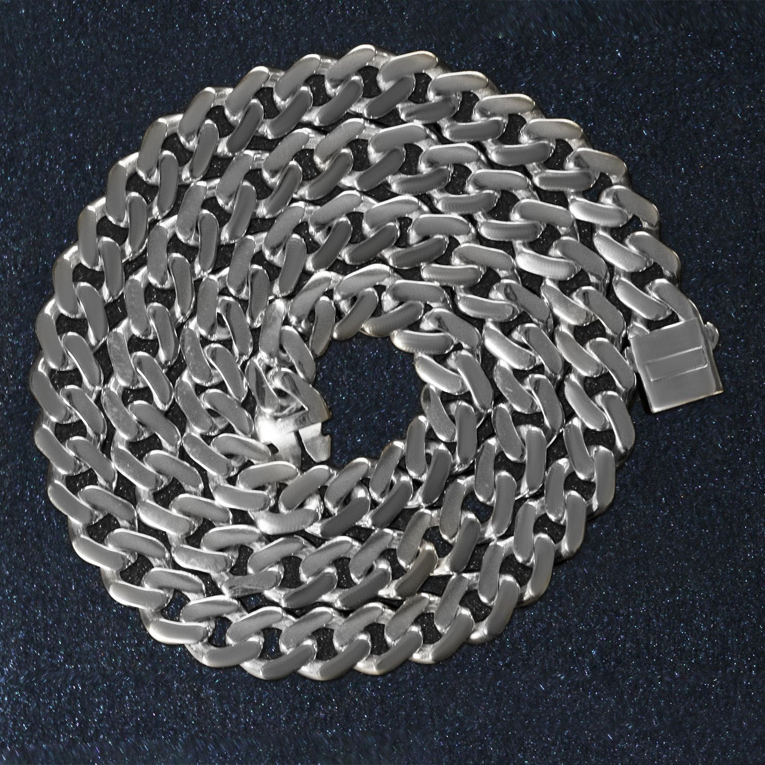 14k white gold polished curb chain necklace, 22 inches, modern design with sleek links for a luxurious look.