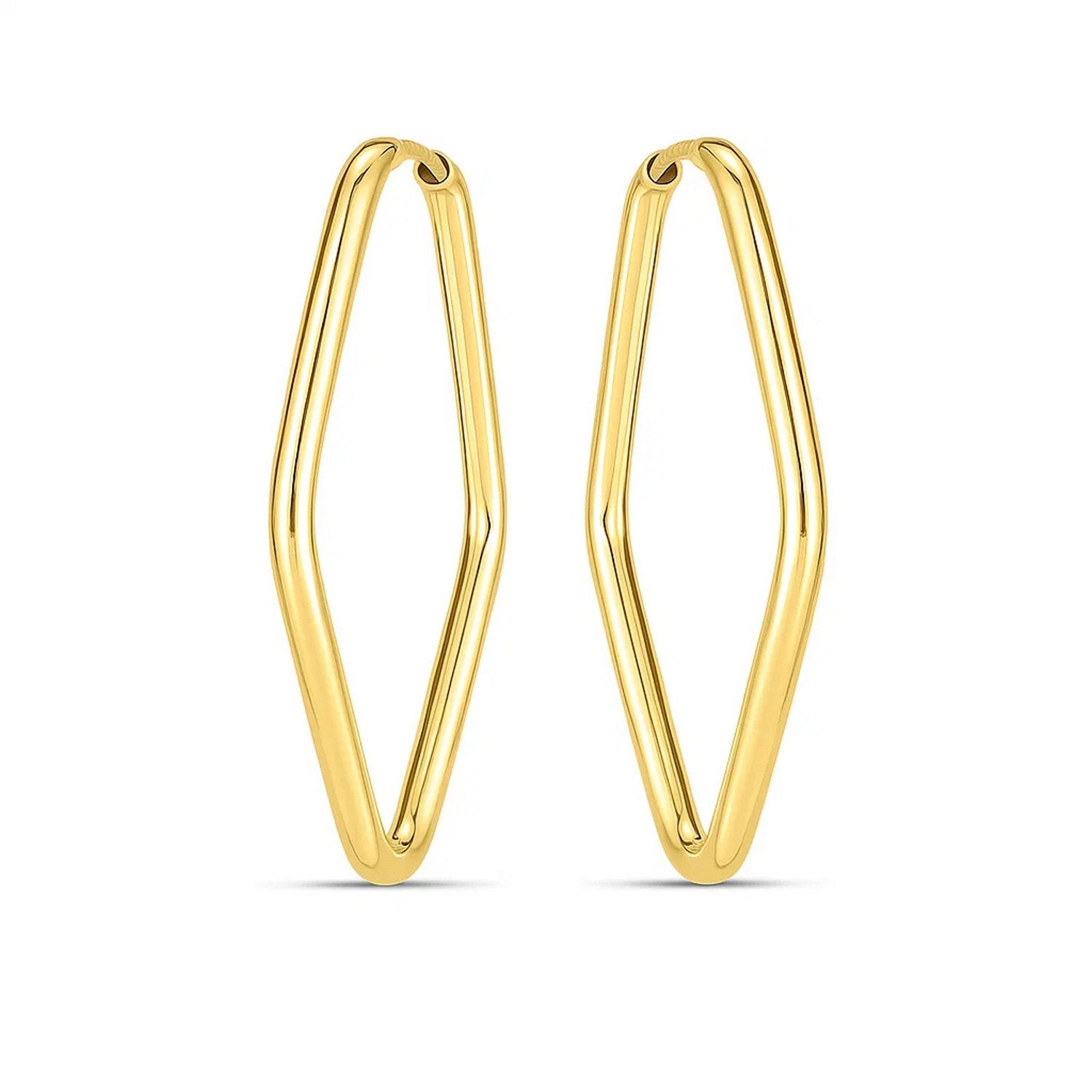 14k yellow gold modern endless marquise hoop earrings showcasing elegant design and timeless sophistication.