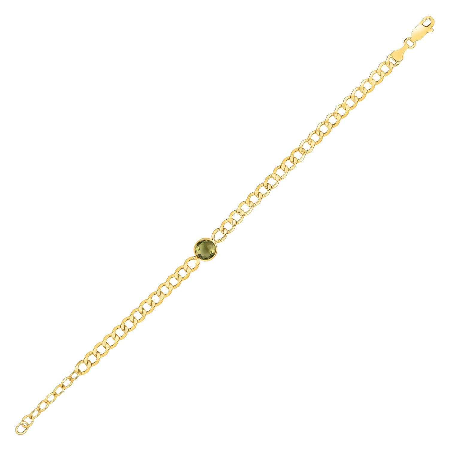 14k yellow gold curb chain bracelet featuring modern link design, perfect for elegant layering or standalone wear.