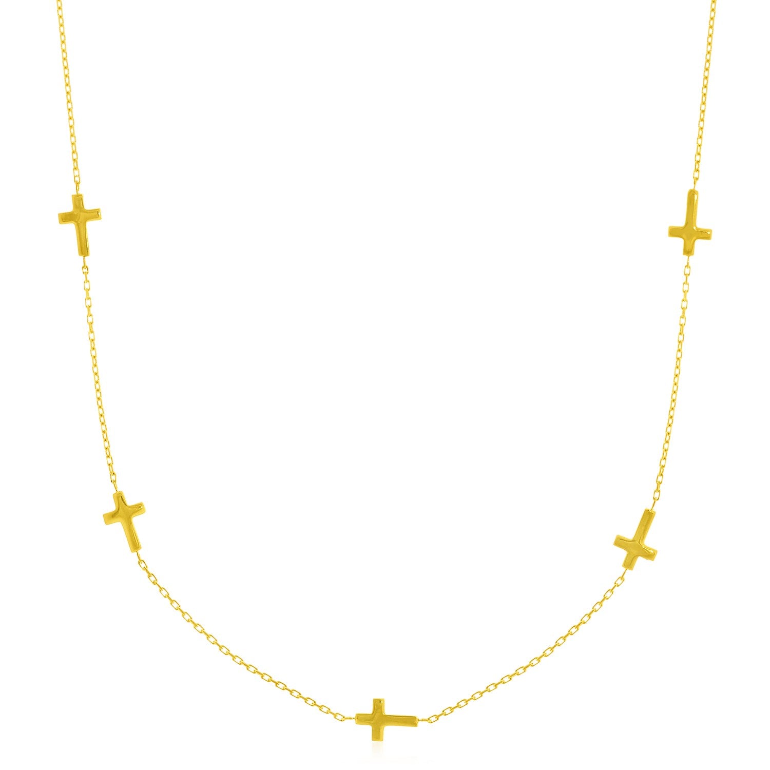14k yellow gold chain necklace featuring elegant cross stations for a timeless, sophisticated look.
