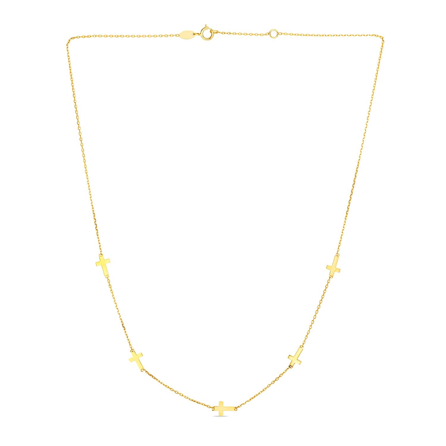 14k yellow gold chain necklace featuring elegant cross stations for a refined, timeless look.