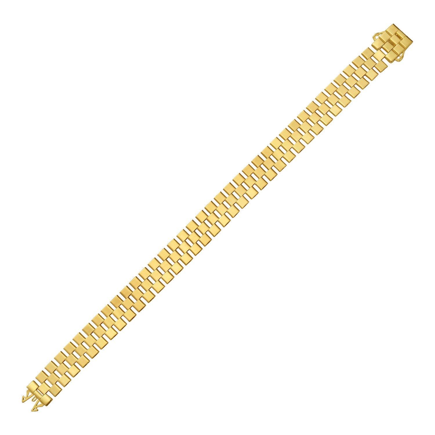 14k yellow gold small cobblestone link bracelet featuring modern design and elegant stud links for a luxurious touch.
